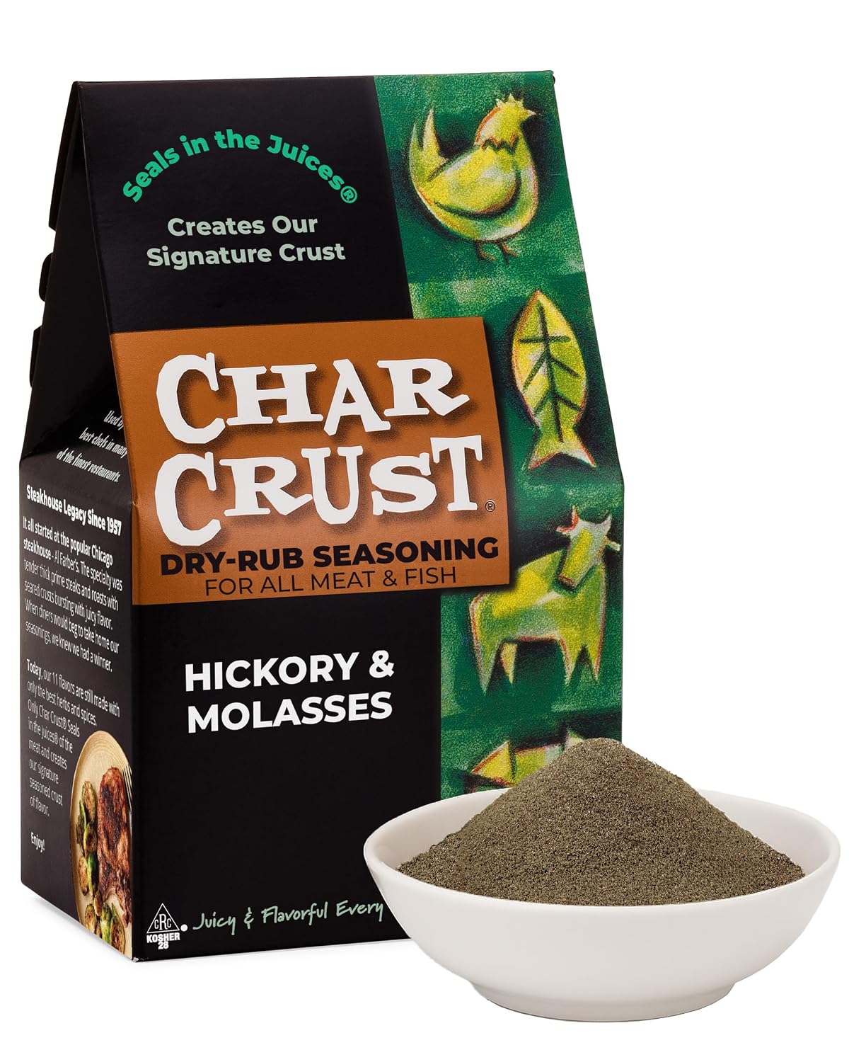Char Crust Dry-Rub Seasonings Original Hickory Grilled | All-in-one seasonings | Perfect for Steaks, Burgers, Ribs, Tuna | Signature Crust that Seals in the Juices, 4 Ounce (Pack of 6)