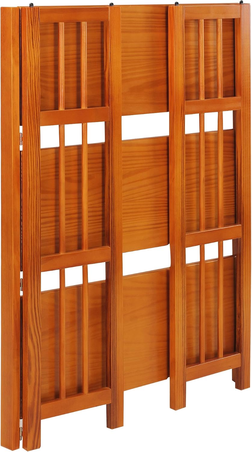 Casual Home 3-Shelf Folding Stackable Bookcase (27.5" Wide)-Walnut