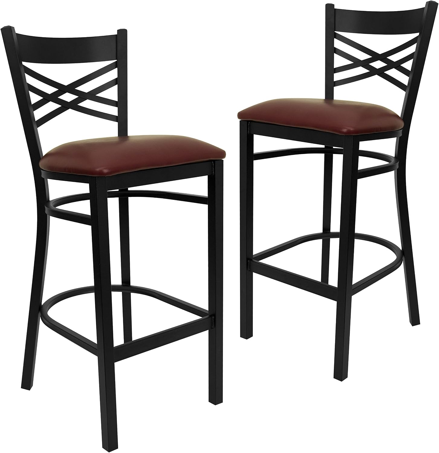 Flash Furniture Hercules Metal Restaurant Barstool, Black | X Back Style, Vinyl Upholstery, Durable Construction, Commercial Use