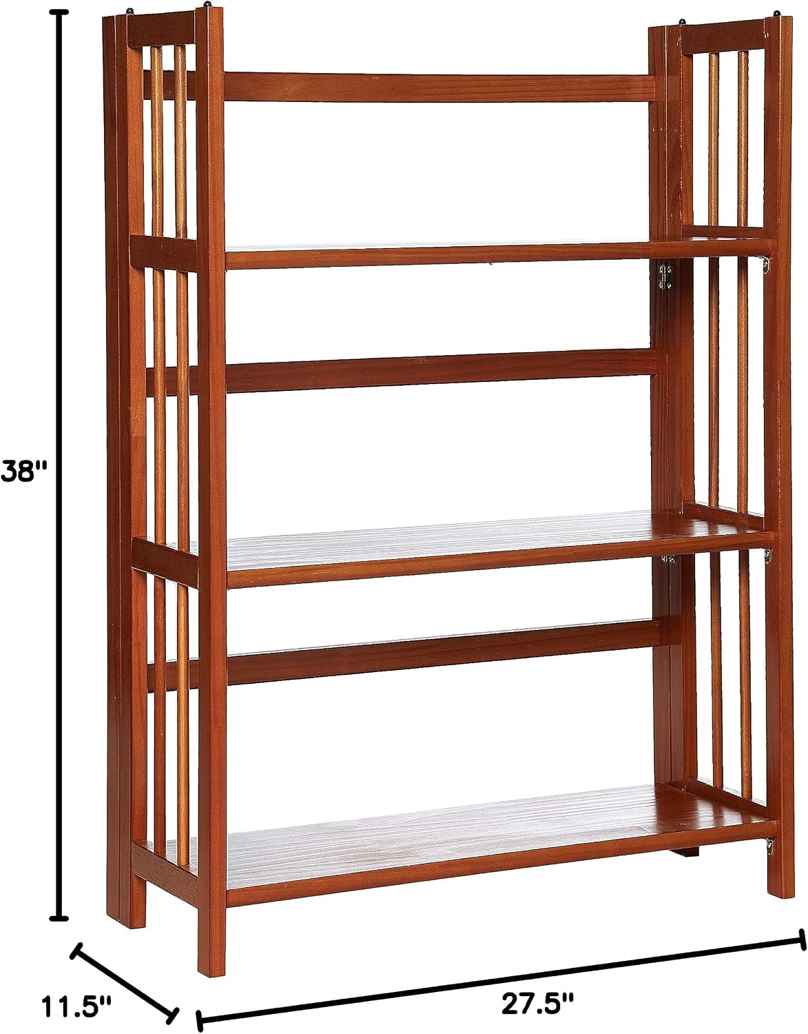 Casual Home 3-Shelf Folding Stackable Bookcase (27.5" Wide)-Walnut