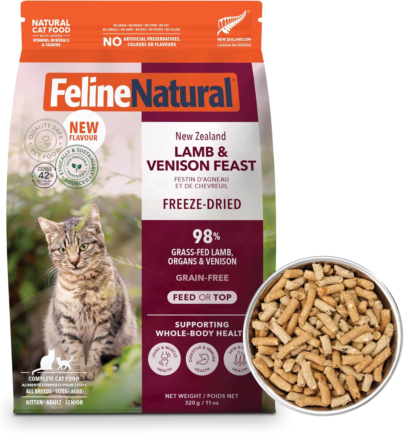 Feline Natural - High Protein Freeze Dried Dry Cat Food with 98% Meat