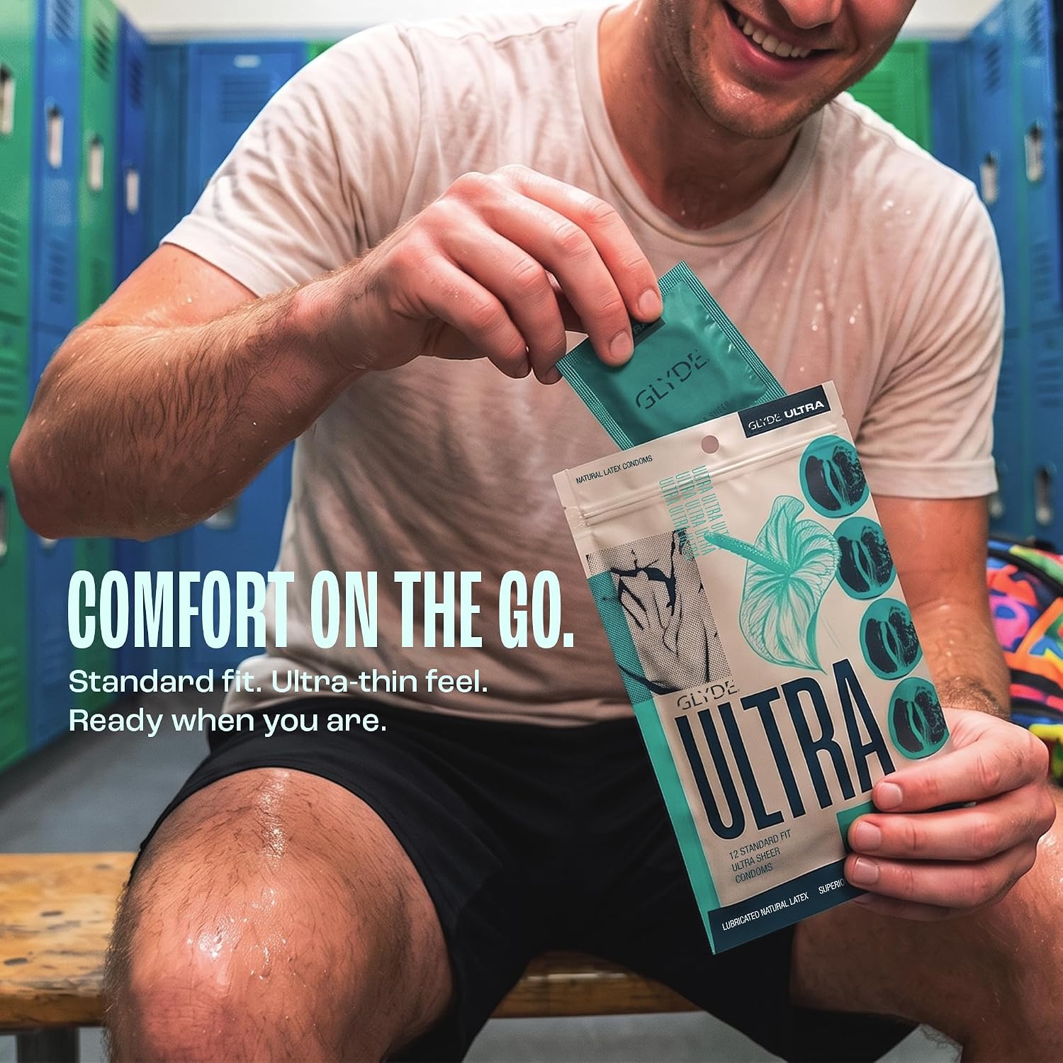 GLYDE Ultra Standard Fit Condoms - Ultra-Thin Medium Size - 12 Count, 53mm | Fragrance-Free, Lightly Lubricated, Body-Friendly, Vegan Formula Condoms, Strong and Secure Fit for Comfort and Natural Feel