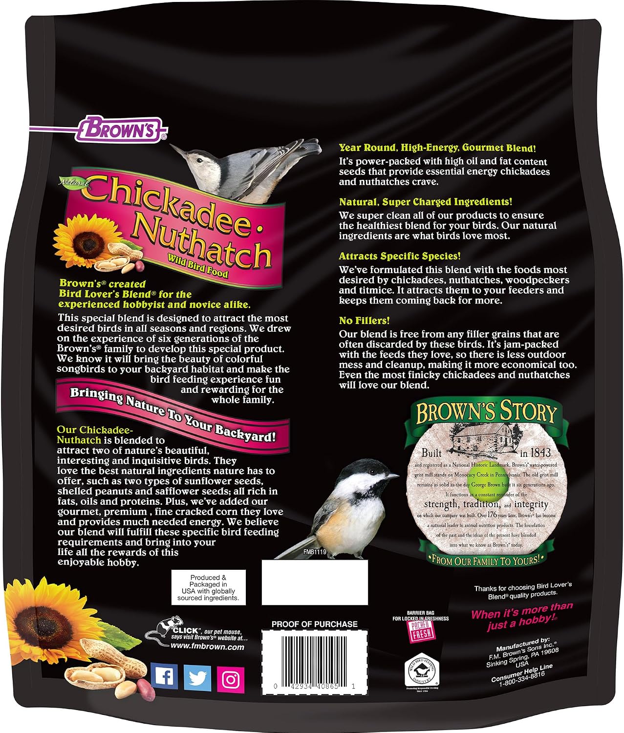 F.M. Brown's Bird Lover's Blend, 4-1/2-Pound, Chickadee/Nuthatch