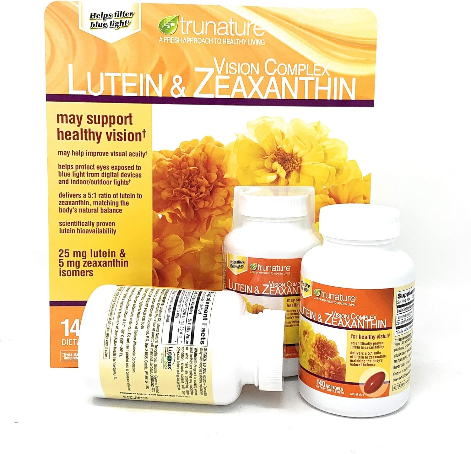 Trunature Vision Softgels Complex Lutein and Zeaxanthin Supplement, 140 Count