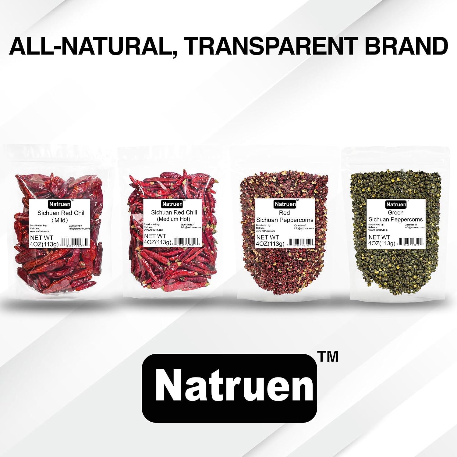 Natruen Dried Sichuan Red Chili Pods 4 oz, Medium Hot, Whole Chilies