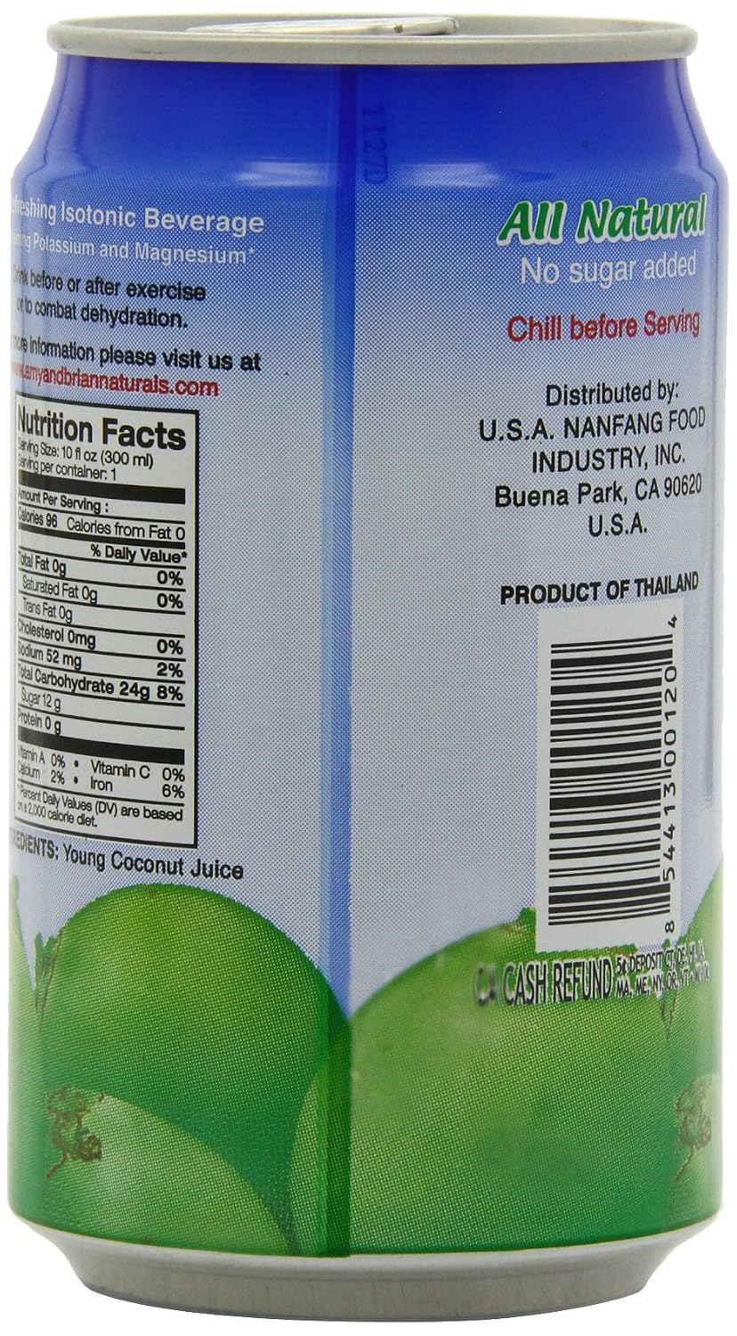 Amy & Brian Non-GMO Coconut Water, Original, 17.5 Fl Oz (Pack of 12)