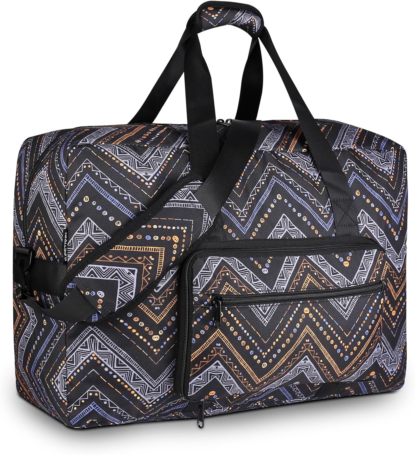 Travel Foldable Waterproof Duffel Bag - Lightweight Carry on Luggage Tote Duffel Bag(Black Floral)