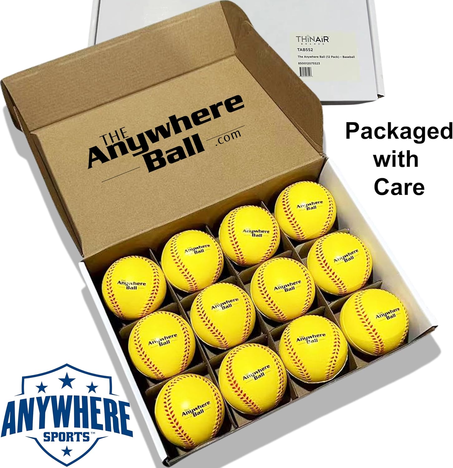 Thin Air Brands The Anywhere Ball Baseball/Softball Foam Training Ball (12 Pack)