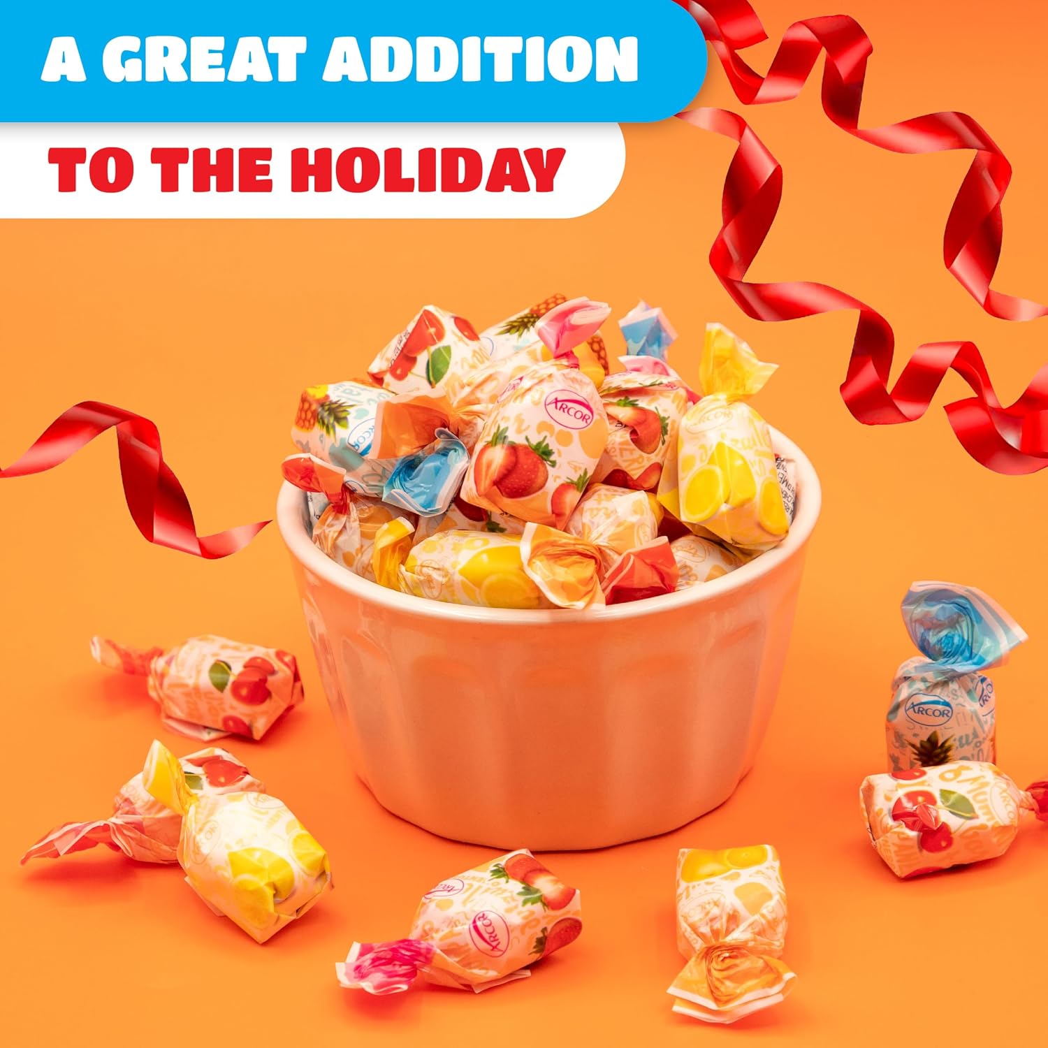 Arcor Fruit Filled Hard Candy, Bon Bons Candy - 2 Lb Bag | Pineapple, Strawberry, Orange, Cherry, Lemon, Office Candy