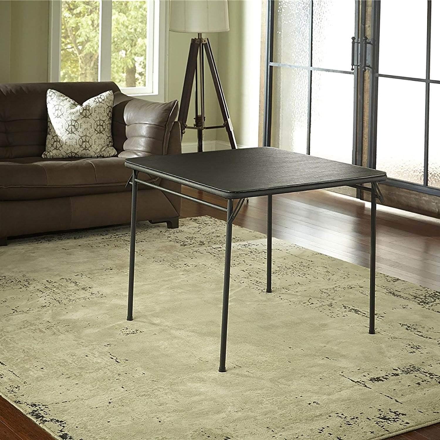 Cosco Square Folding Table 34" Black Steel, Steel Frame, Vinyl
