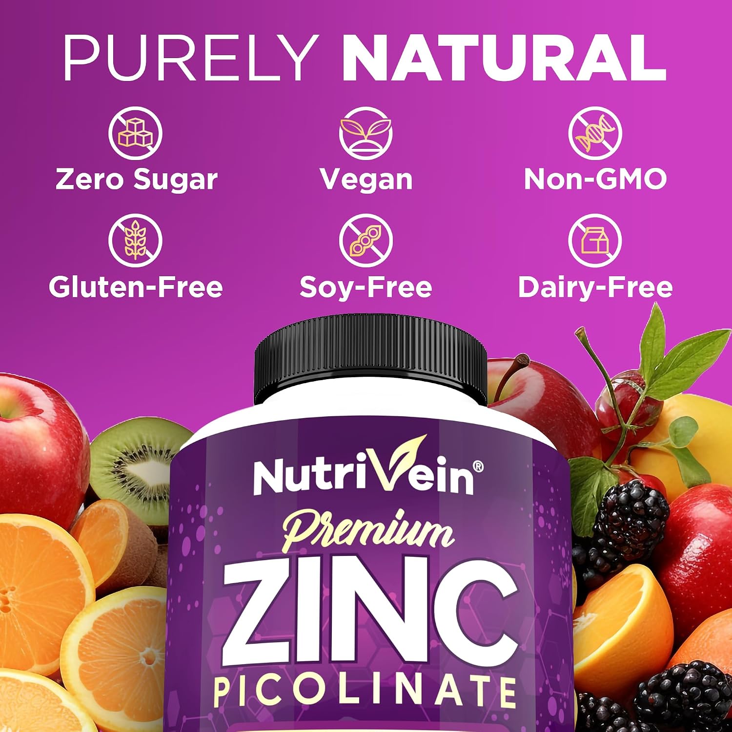Nutrivein Zinc Picolinate 100 mg Supplement - 120 Capsules, High Absorption