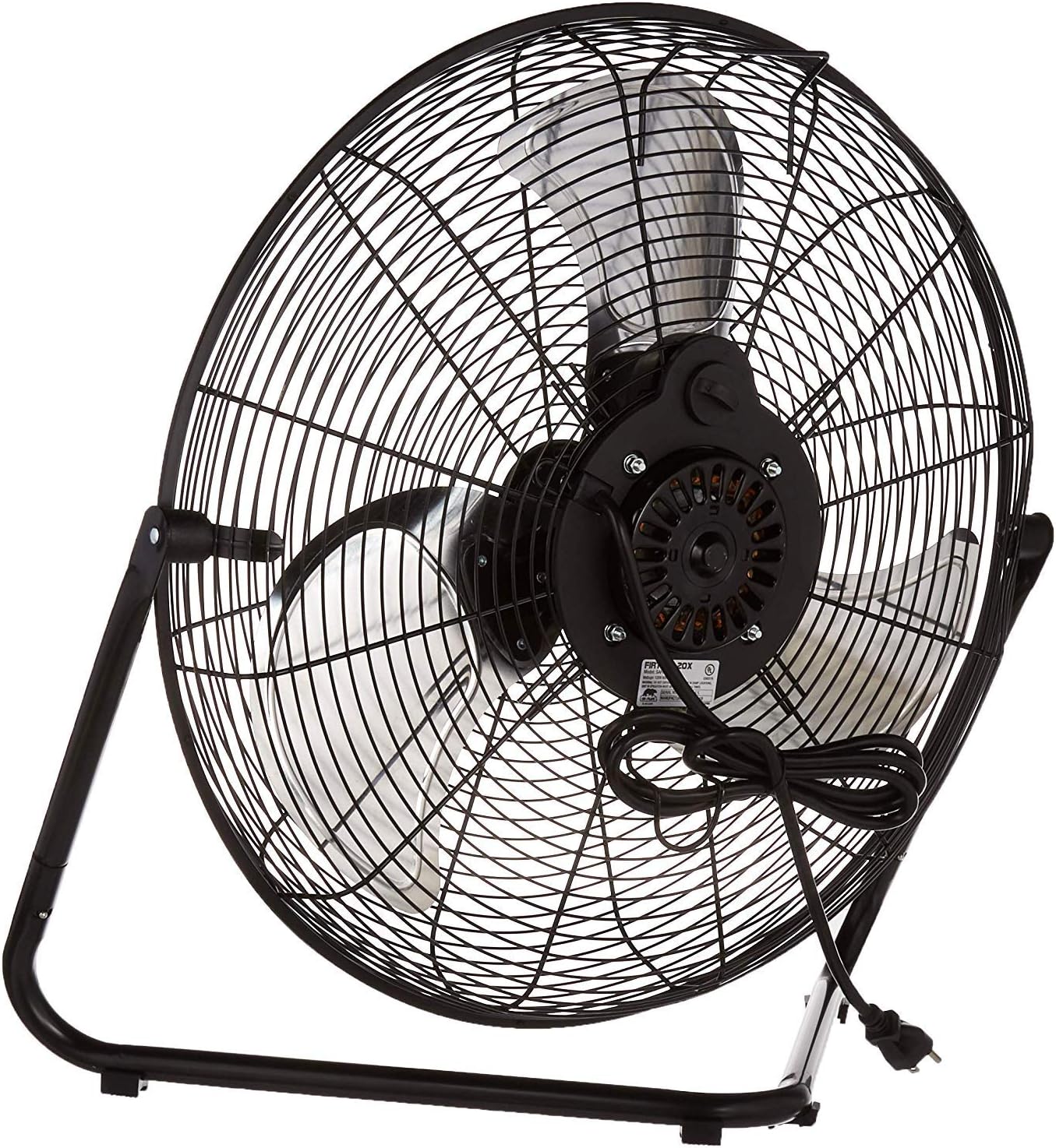 B-Air Firtana 20" High Velocity Electric Garage Floor Fan for Industrial and Home Use with 3-Speeds and Tilt Adjustable Fan Head, SAFF-20, Black