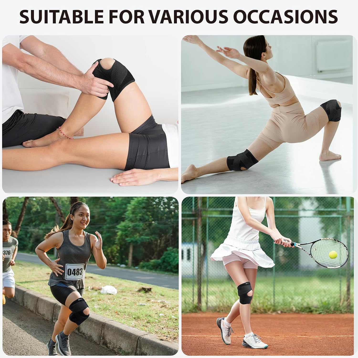 Knee Brace with Side Stabilizers for Meniscus Tear,Adjustable Knee Wrap | for Pain Relief, Breathable Compression Knee Support for Knee Pain, ACL, MCL, Arthritis, Sports, Women&Men (Black, X-Large)