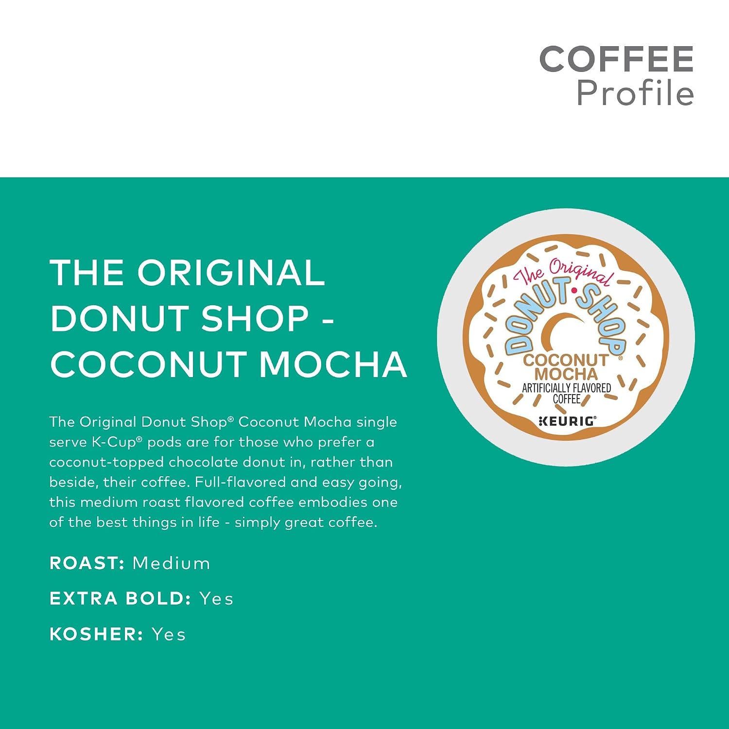 The Original Donut Shop Coffee,medium roast pods Coconut Mocha, 4.1 Ounce, 12 Count
