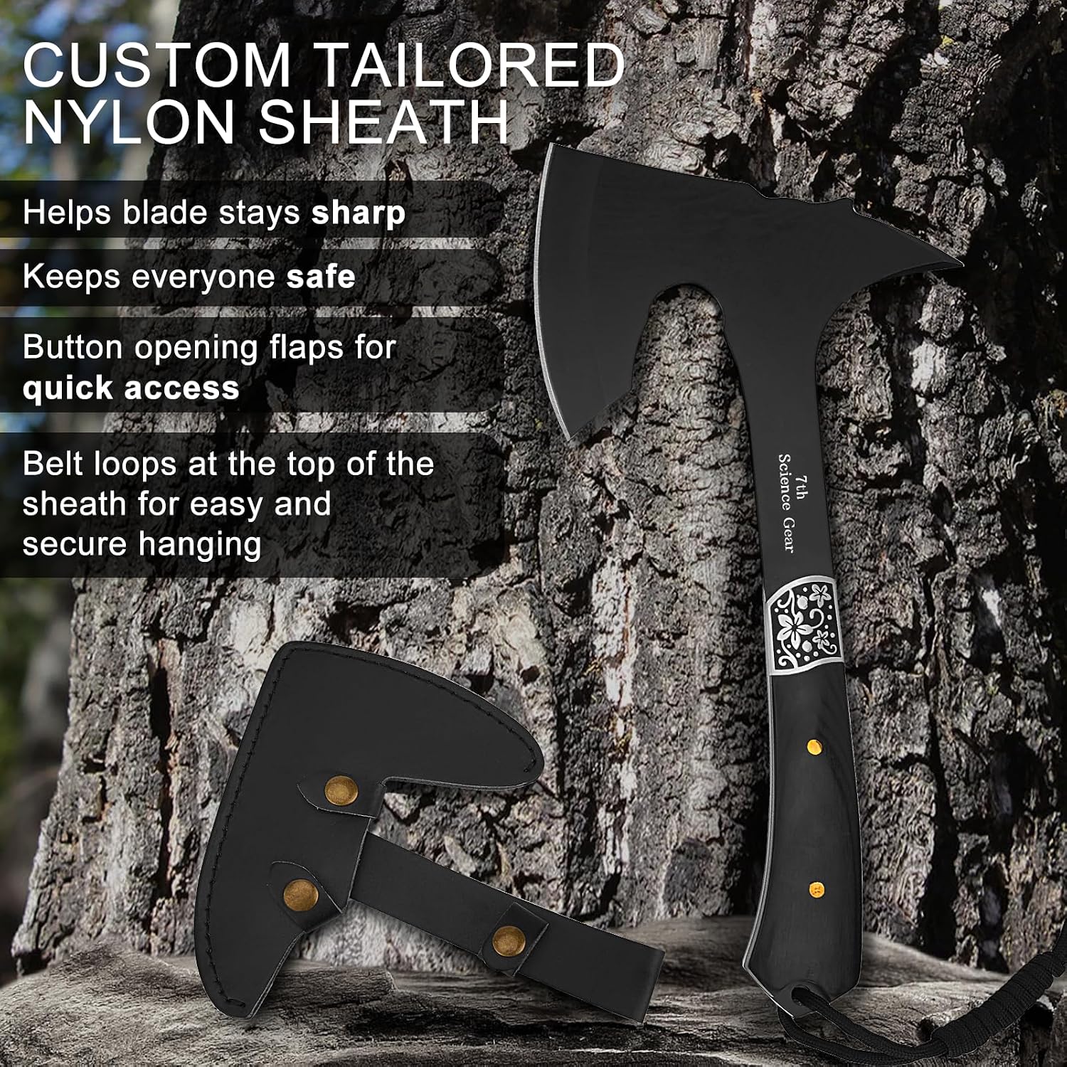 Camping Axe - Camping Hatchet with Sheath -Survival Throwing Axe - Survival Hatchets for Camping and Chopping Wood - Tactical and Survival Hatchet