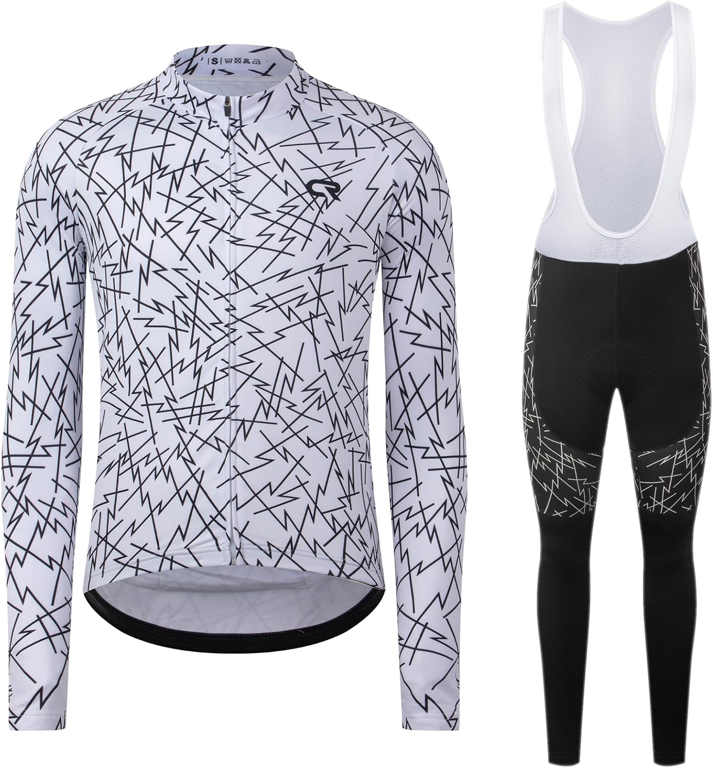 Coconut Ropamo CR Men's Cycling Clothing Set Long Sleeve Cycling Jersey Zipper Pocket Bike Outfit Cycling Bib Pants 3D Padded
