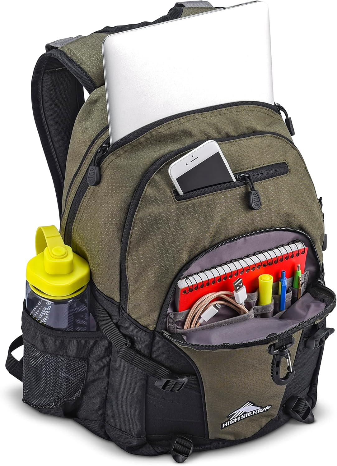High Sierra Loop Backpack, Travel, or Work Bookbag with tablet sleeve, One Size, Urban Camo