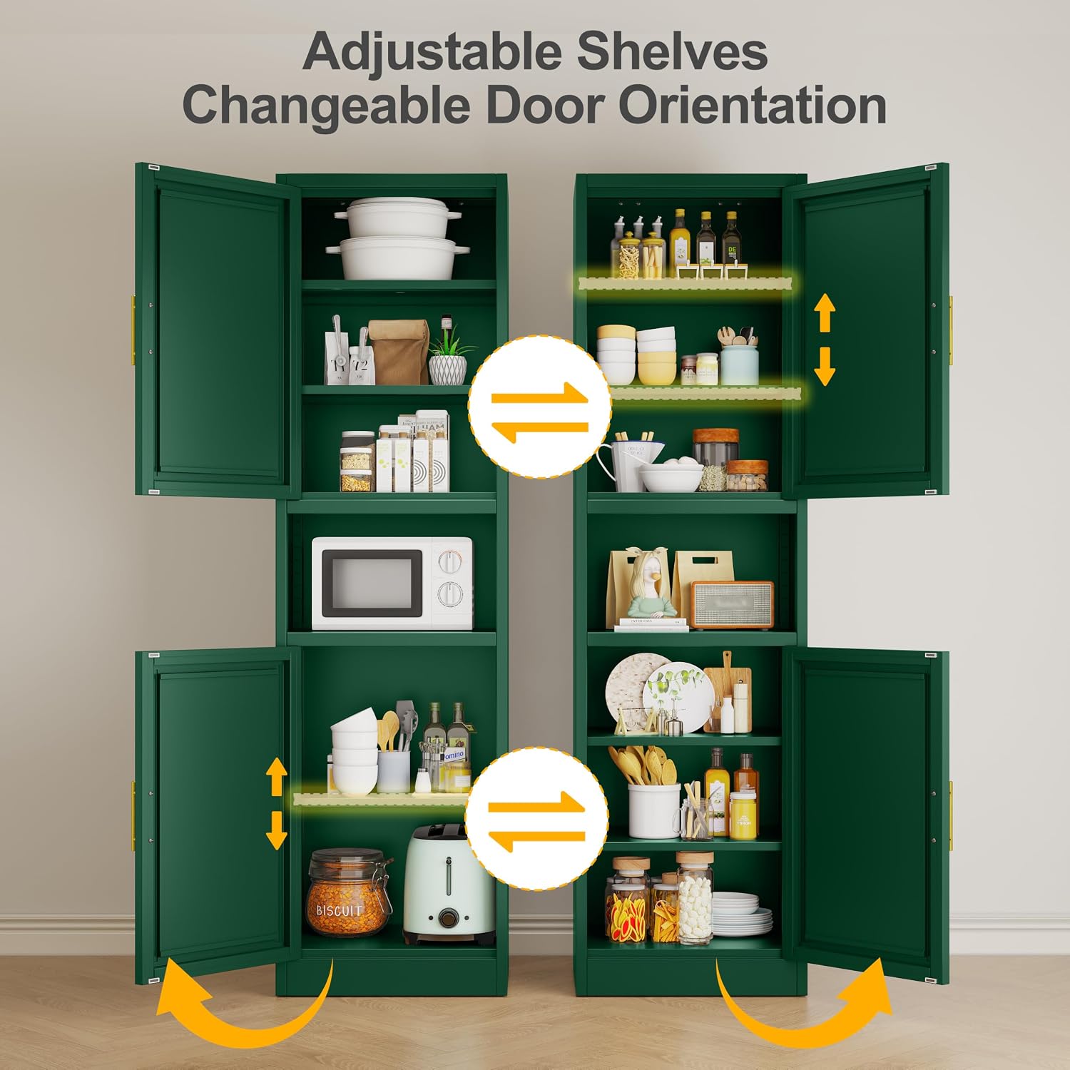 Ckzbx Tall Narrow Storage Cabinet 66.93" H Tall Bathroom Cabinet Metal Pantry Cabinets, 4 Adjustable Shelves for Kitchen, Home Office, Living Room, Dinning Room (20 inches Wide White)