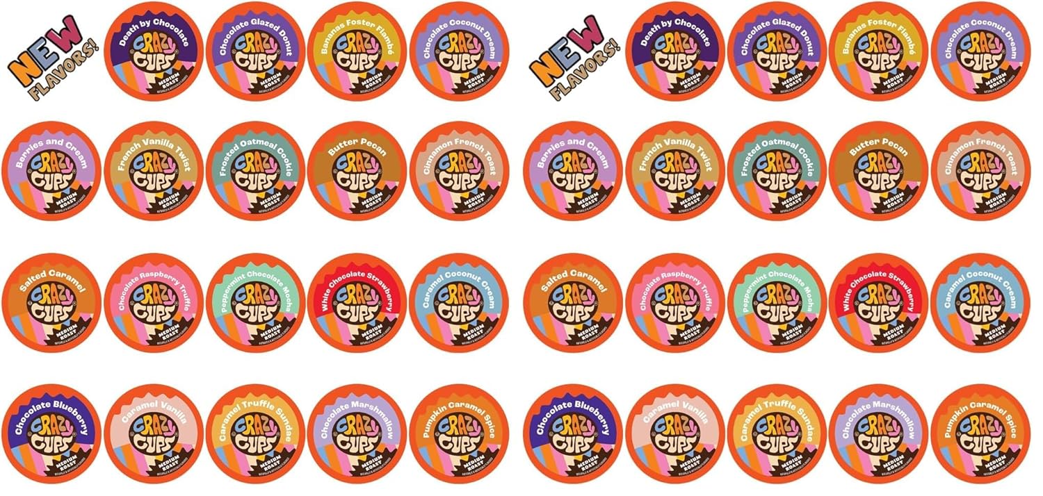 Crazy Cups Seasonal Premium Hot Chocolate Single Serve Cups for Keurig K Cup Brewers Variety Pack Sampler, 40 Count
