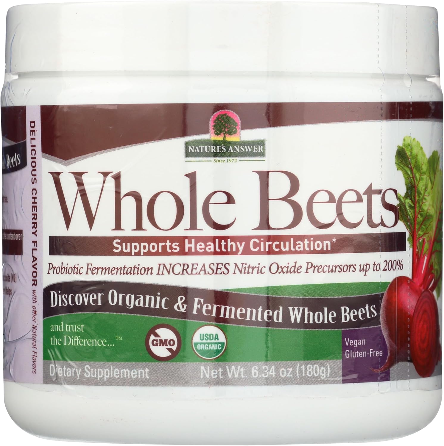 Nature's Answer Whole Beet Root Powder | Organic & Fermented | Great Tasting Cherry Flavor | Supports Circulatory Health & Endurance | Helps