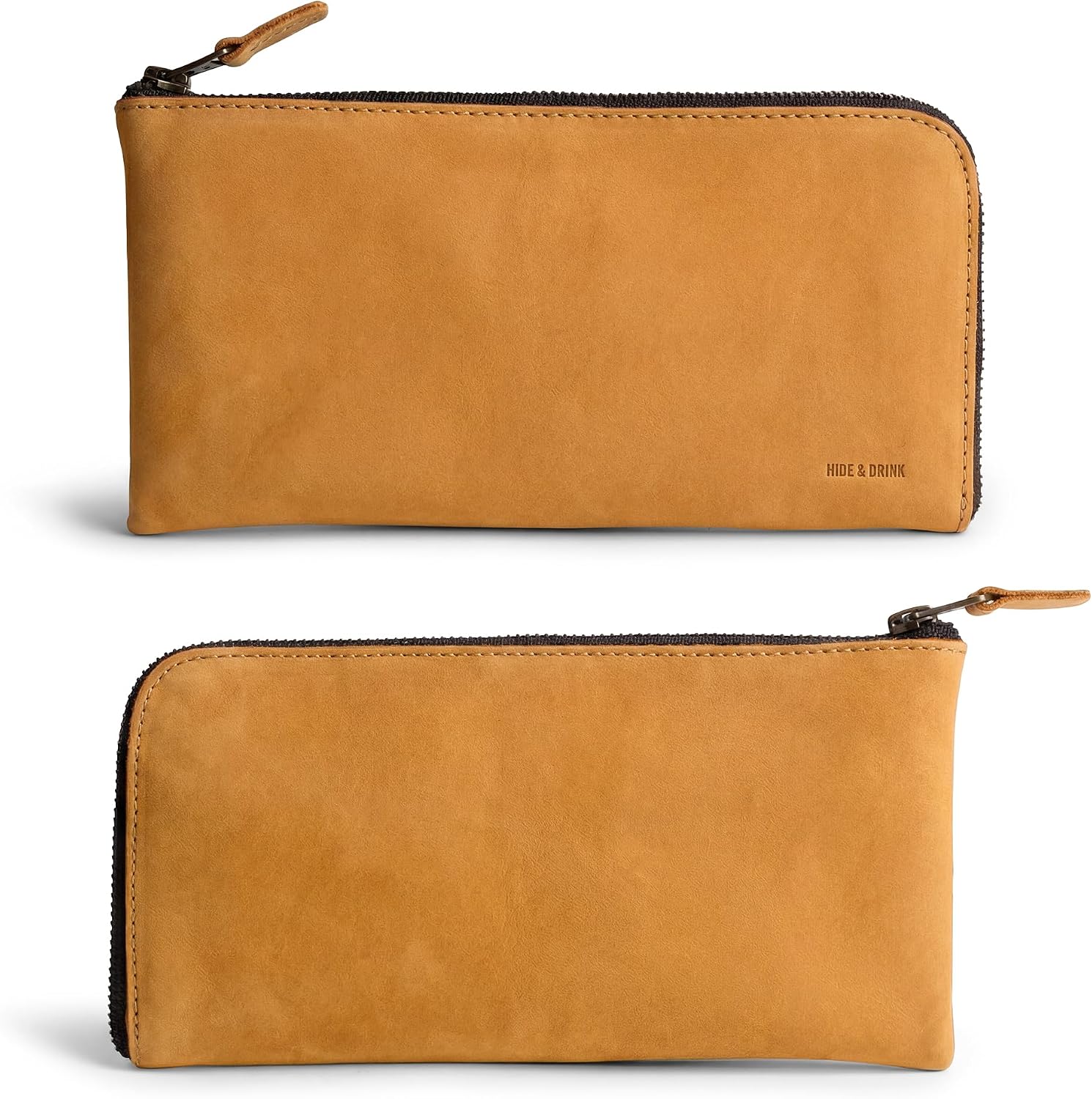 Hide & Drink, Leather Long Zippered Wallet, Holds Up to 8 Cards Plus Coins And Flat Bills, Phone Holder, Travel Essentials, Handmade (Bourbon Brown)