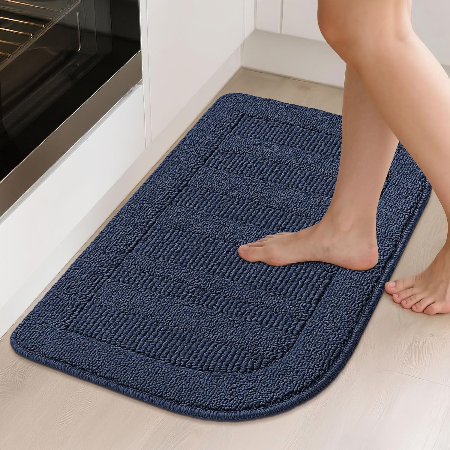 BEQHAUSE 30x18 Inch Kitchen Rugs Non Slip Washable Kitchen Sink Rug, Green