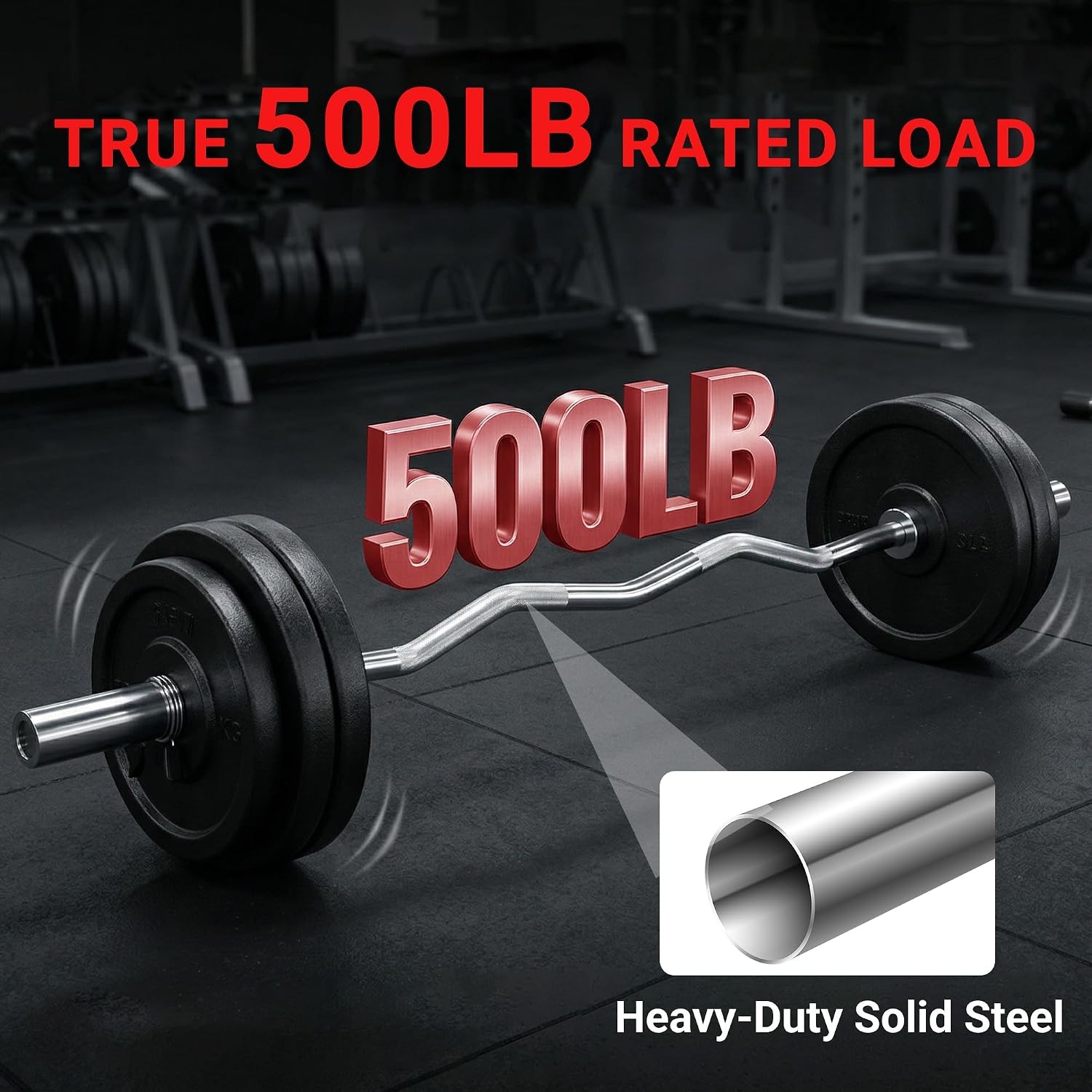 Everyday Essentials Olympic Super Curl Barbell Curl Bar, 48 inch (350 lb Weight Capacity)