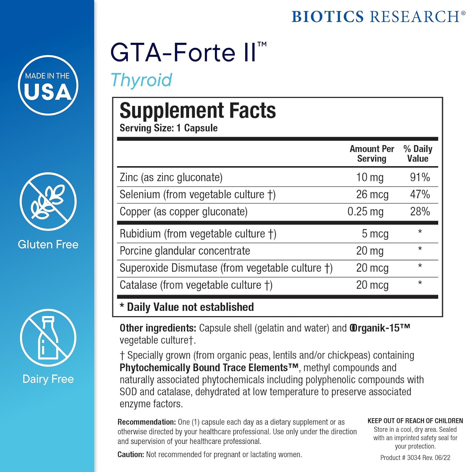 Biotics Research GTA Forte II™ Selenium Supplement with Zinc, Copper, Porcine Glandular & Rubidium, Endocrine Glands Support