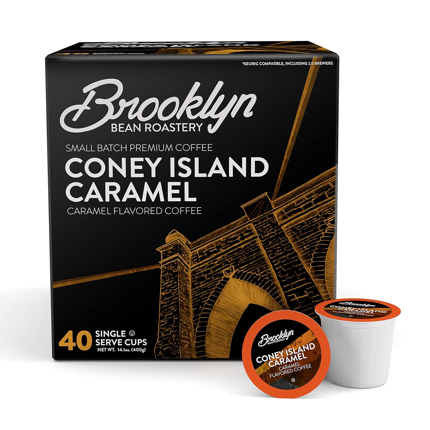 Brooklyn Beans Colombian Gourmet Coffee Pods - Compatible with Keurig K Cup Brewers Including 2.0 Machines, 40 Count, Rich and Smooth Colombian Medium Roast