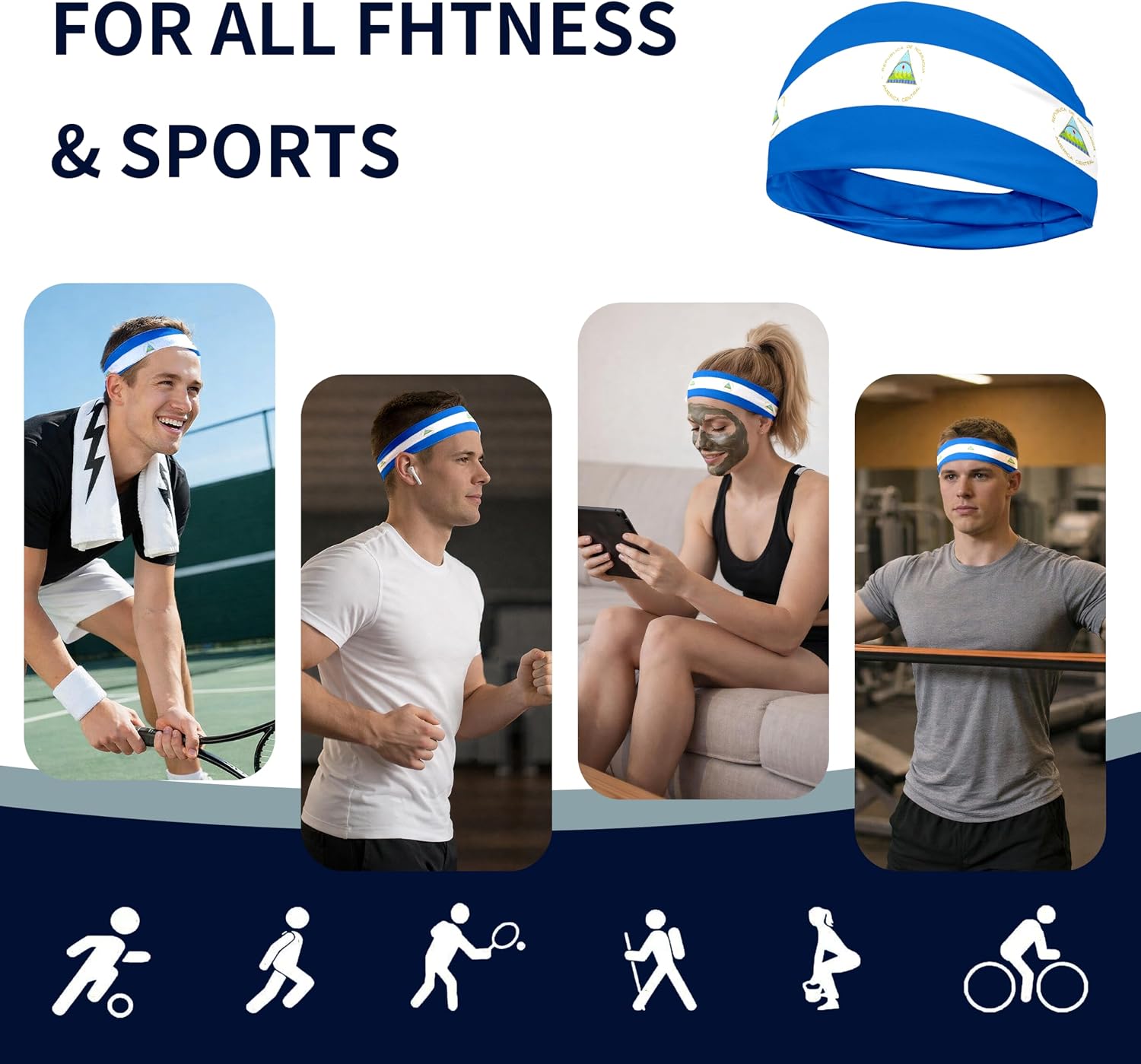 Sports Headband for Women Men,Flag Pattern Workout Head Band,Sweat Bands,Women Running Cycling Yoga Fitness,WorkoutSports Gift