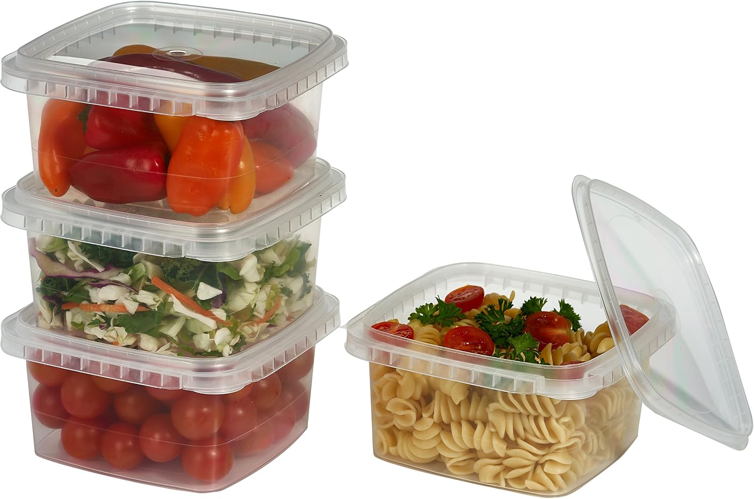 Decony 32 oz. Square Clear Deli Food Storage Containers With Lids Airtight Tamper evident system easy stackable saver shape Restaurant Take