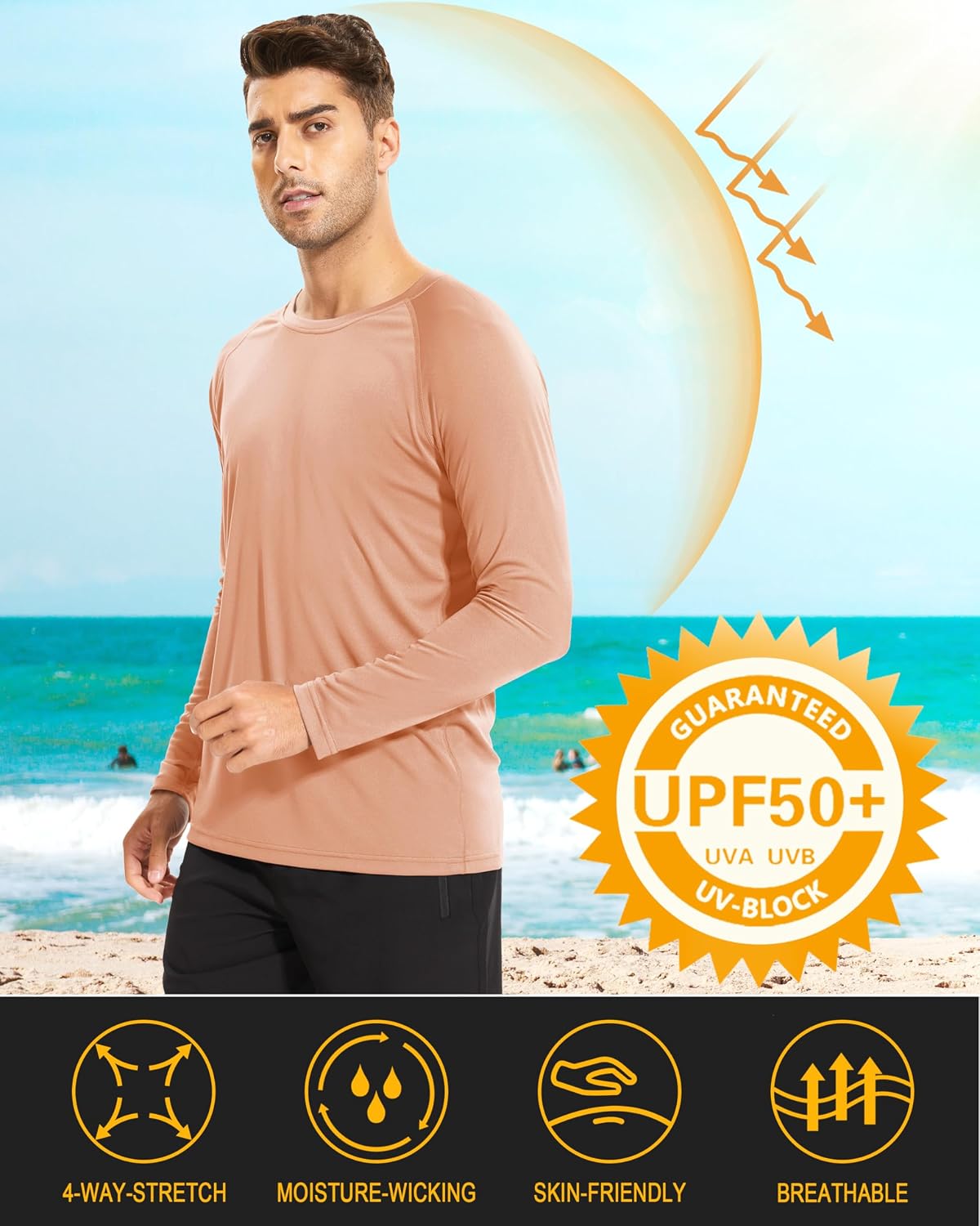 MAGCOMSEN Men's Long Sleeve Shirts UPF 50+ UV Sun Protection Athletic Shirts for Hiking Running Workout Rash Guard