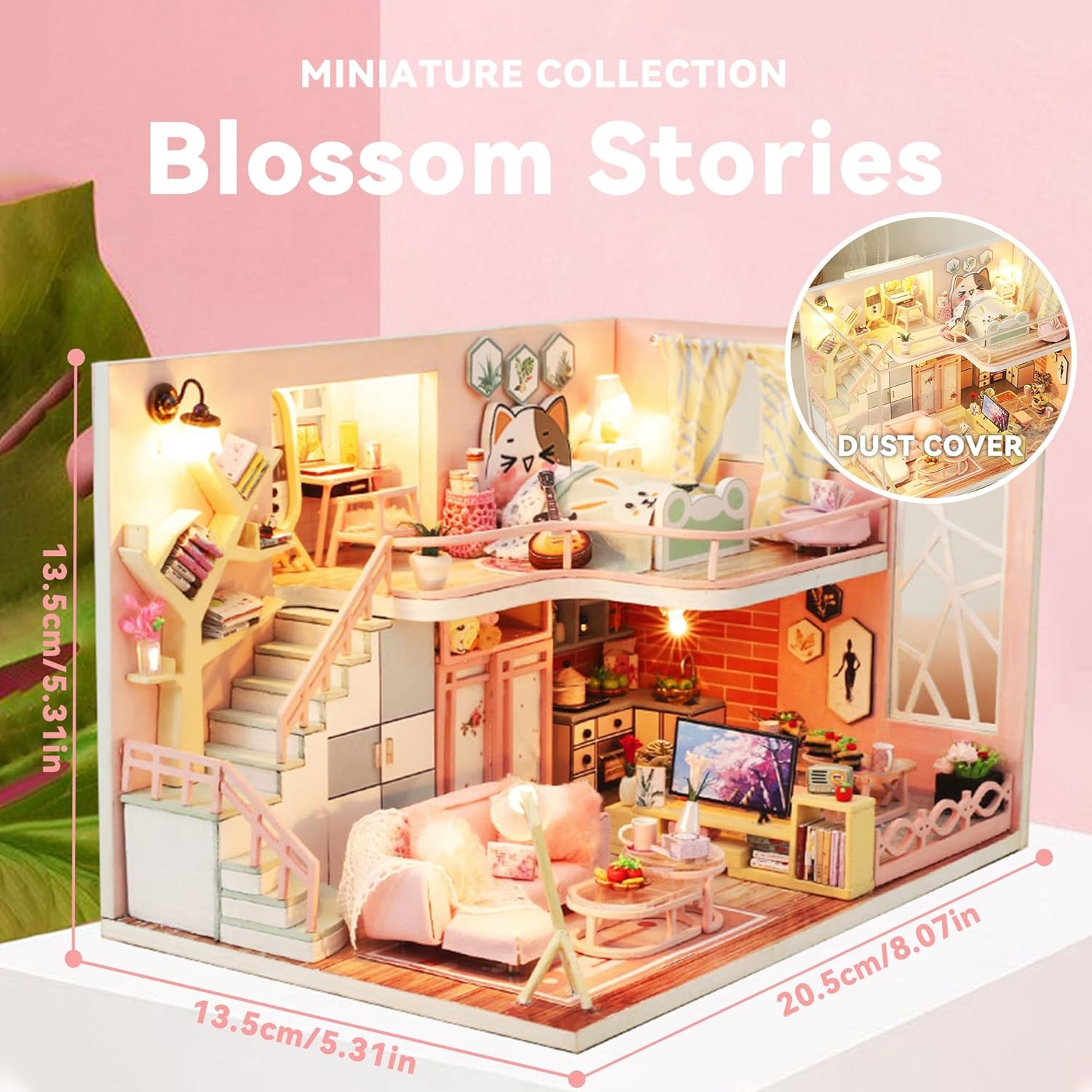 Flever Dollhouse Miniature DIY House Kit Creative Room with Loft Apartment Scene for Romantic Artwork Gift (Tranquil Life)
