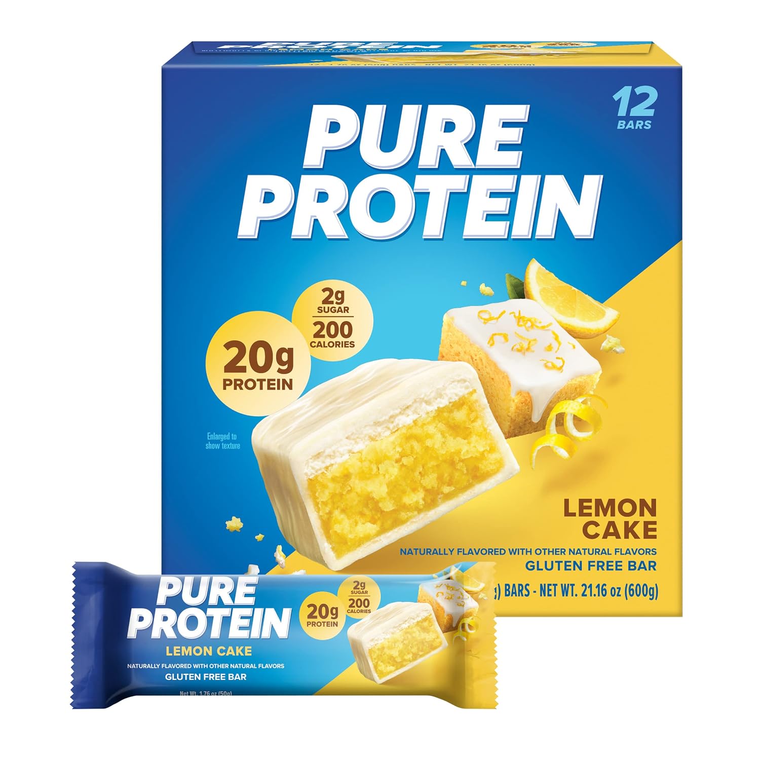 Pure Protein Chocolate Deluxe Protein Bars, 21g Protein, Gluten Free, 12 Ct