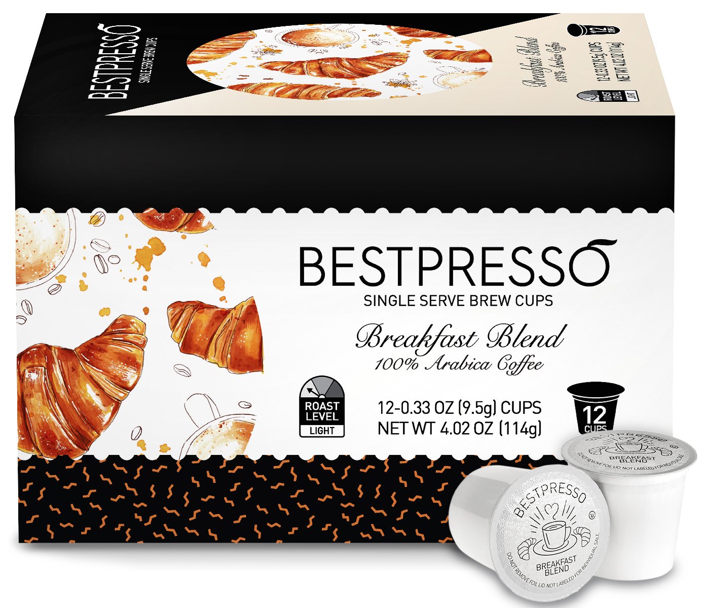 Bestpresso Coffee, Donut Shop Medium Roast Single Serve K-Cup Pods, 96 Count (Compatible With 2.0 Keurig Brewers) 8 Packs Of 12 Cups