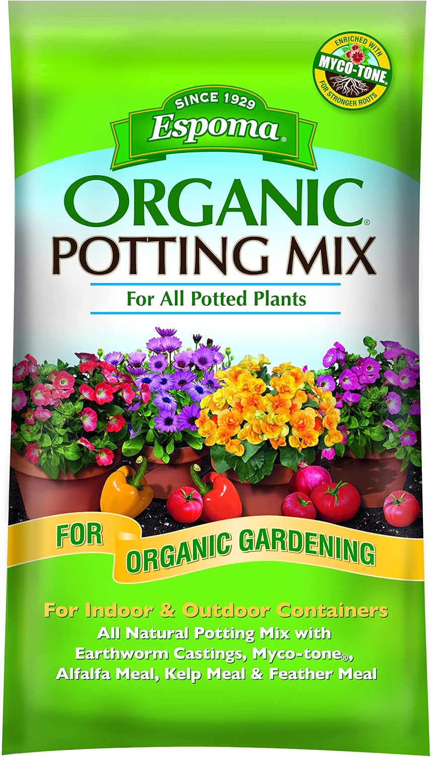 Espoma Organic Potting Soil Mix - All Natural Potting Mix For All Indoor & Outdoor Containers Including Herbs & Vegetables. For Organic Gardening