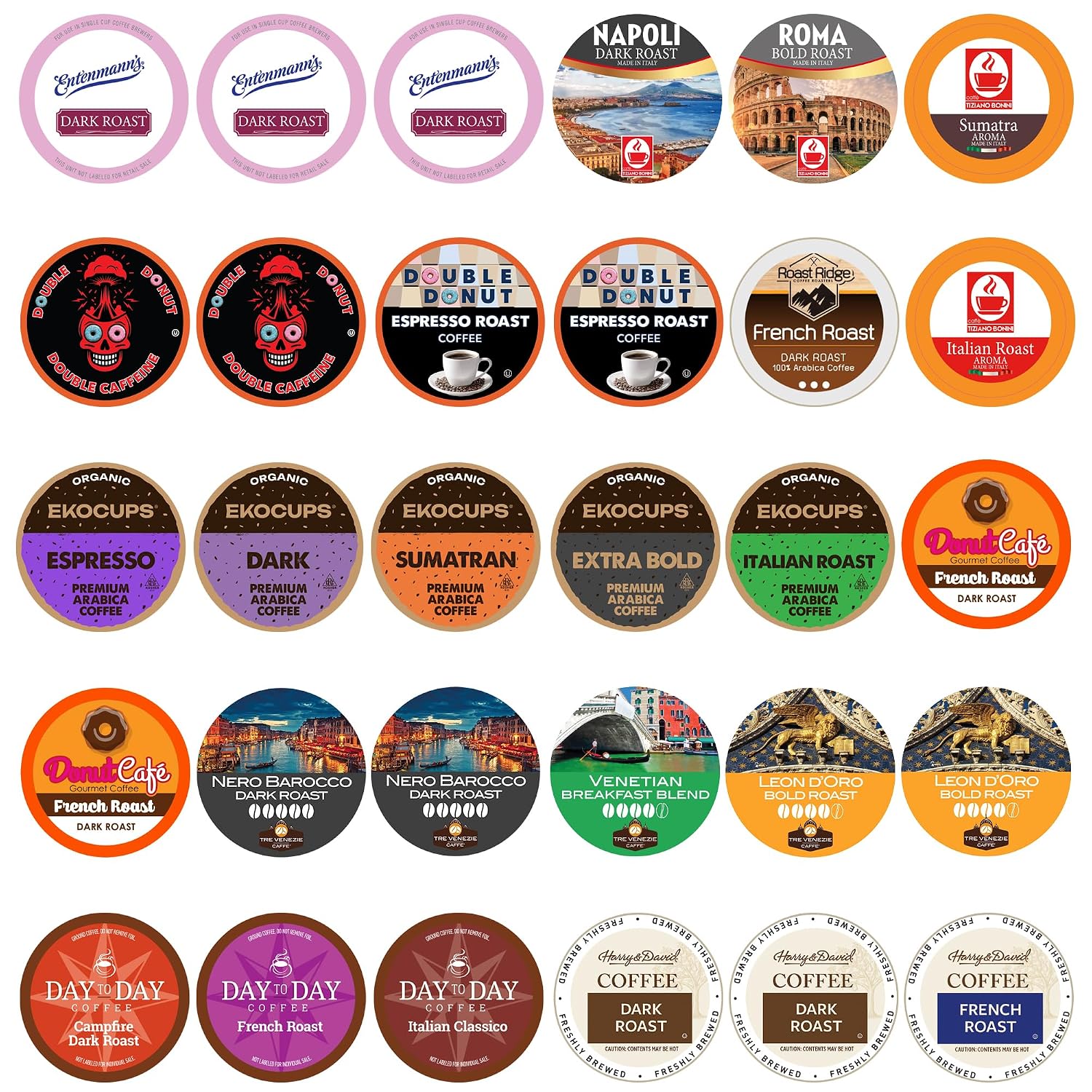 Crazy Cups Custom Variety Pack Coffee Pods | Dark Roast and Bold Flavors | Single Serve Cups for Keurig K-Cup Machines | Robust Assortment with No