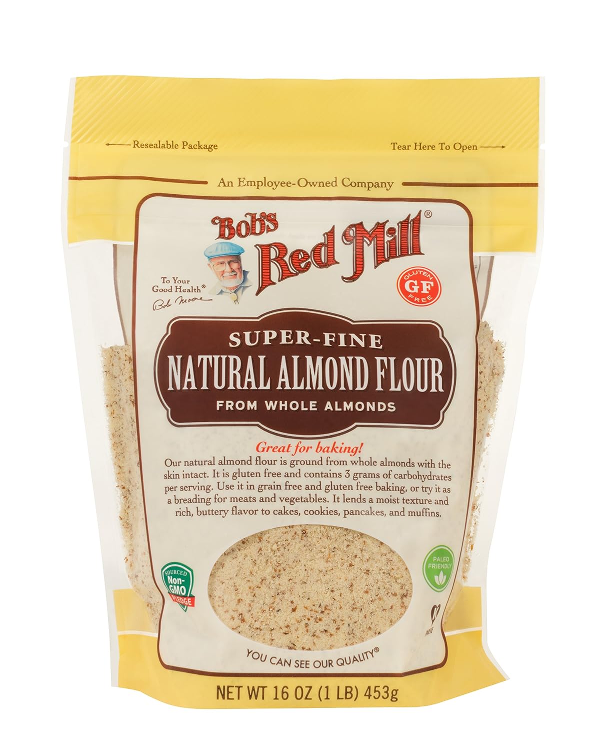 Bob's Red Mill Natural Almond Flour, 16oz (Pack of 4) - Non GMO, Vegan, Paleo Friendly, Keto Friendly, Kosher