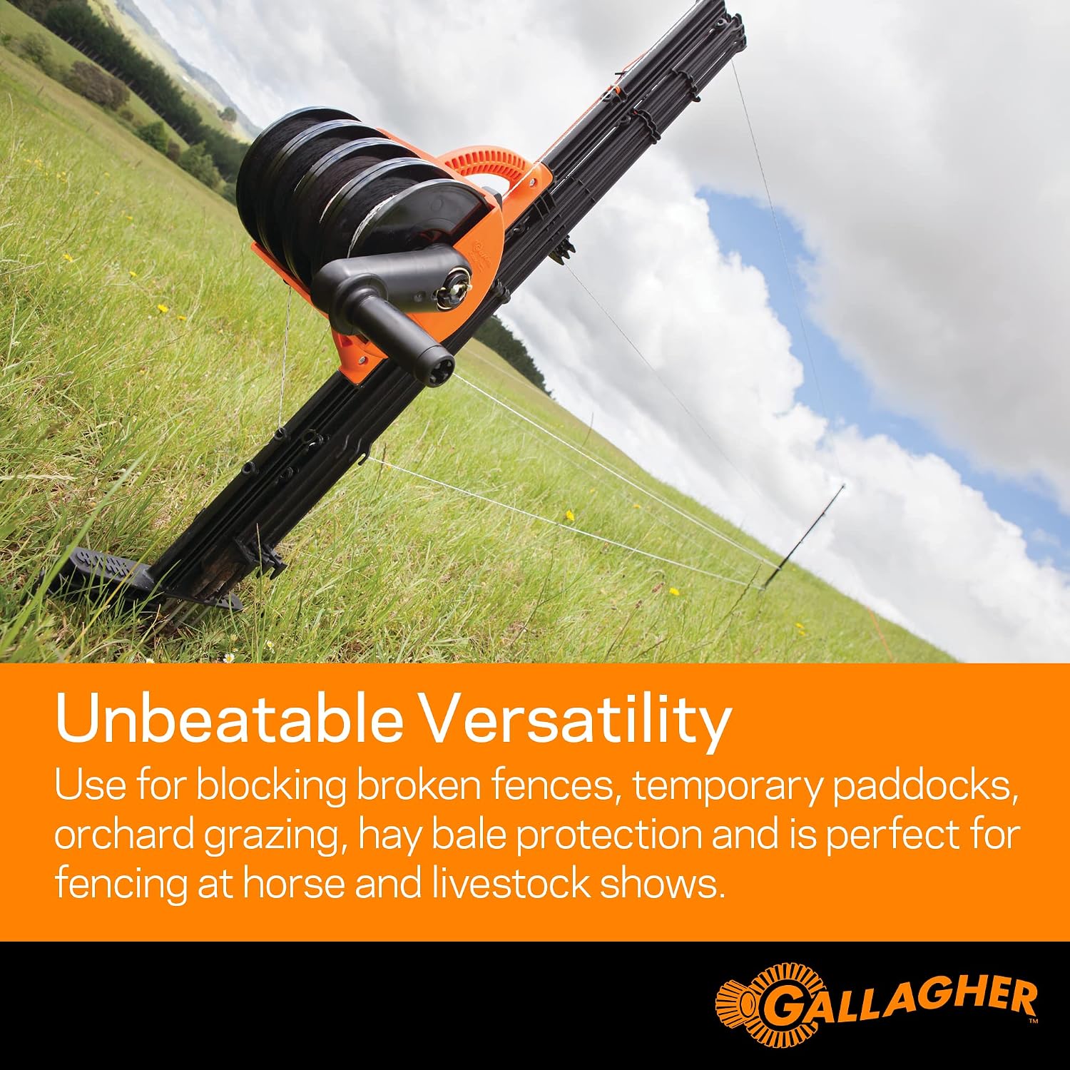 Gallagher Smart Fence 2 Portable Electric Fence for Livestock | 328ft of 4-Strand Electric Fencing, Built-In Posts and Reels