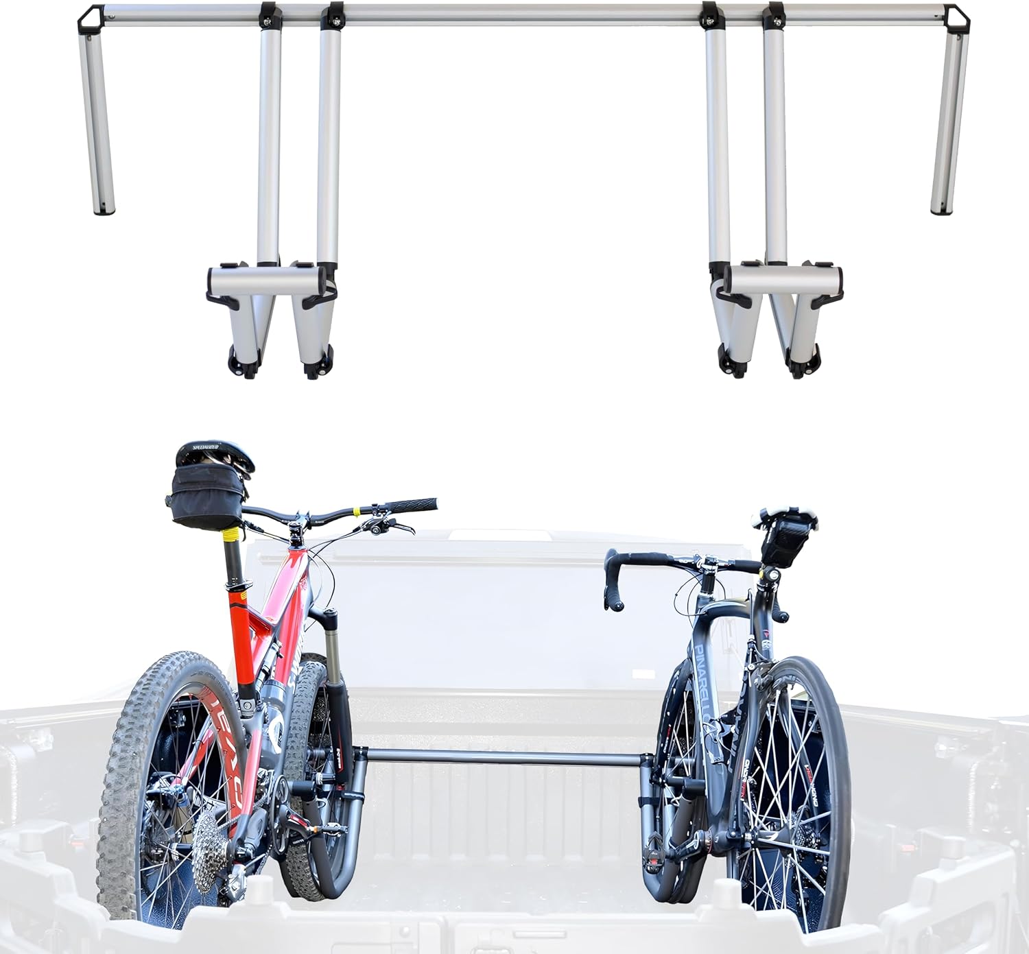 2 Bike Rack for Truck Bed - Ideal Fit for Sub-Compact Truck Models - 2 Standard Tire Bike Rack - Effortless Wheel Mount, Skip Front Tire Removal