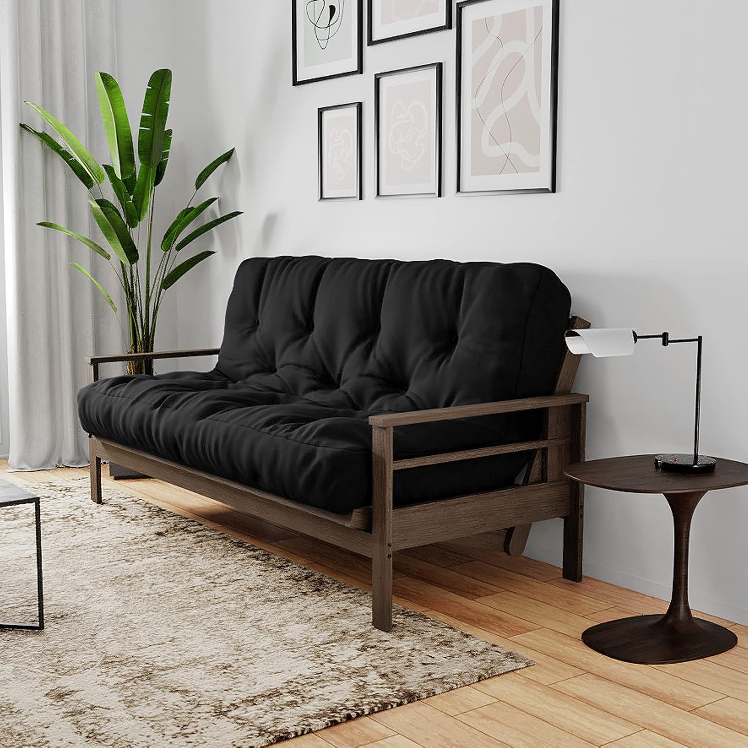 Royal Sleep Products by The Futon Factory 12 inch Foam Futon Mattress - Solid Black Fabric - Full Size - CertiPUR Certified Foams - Made in USA - (Frame not Included)