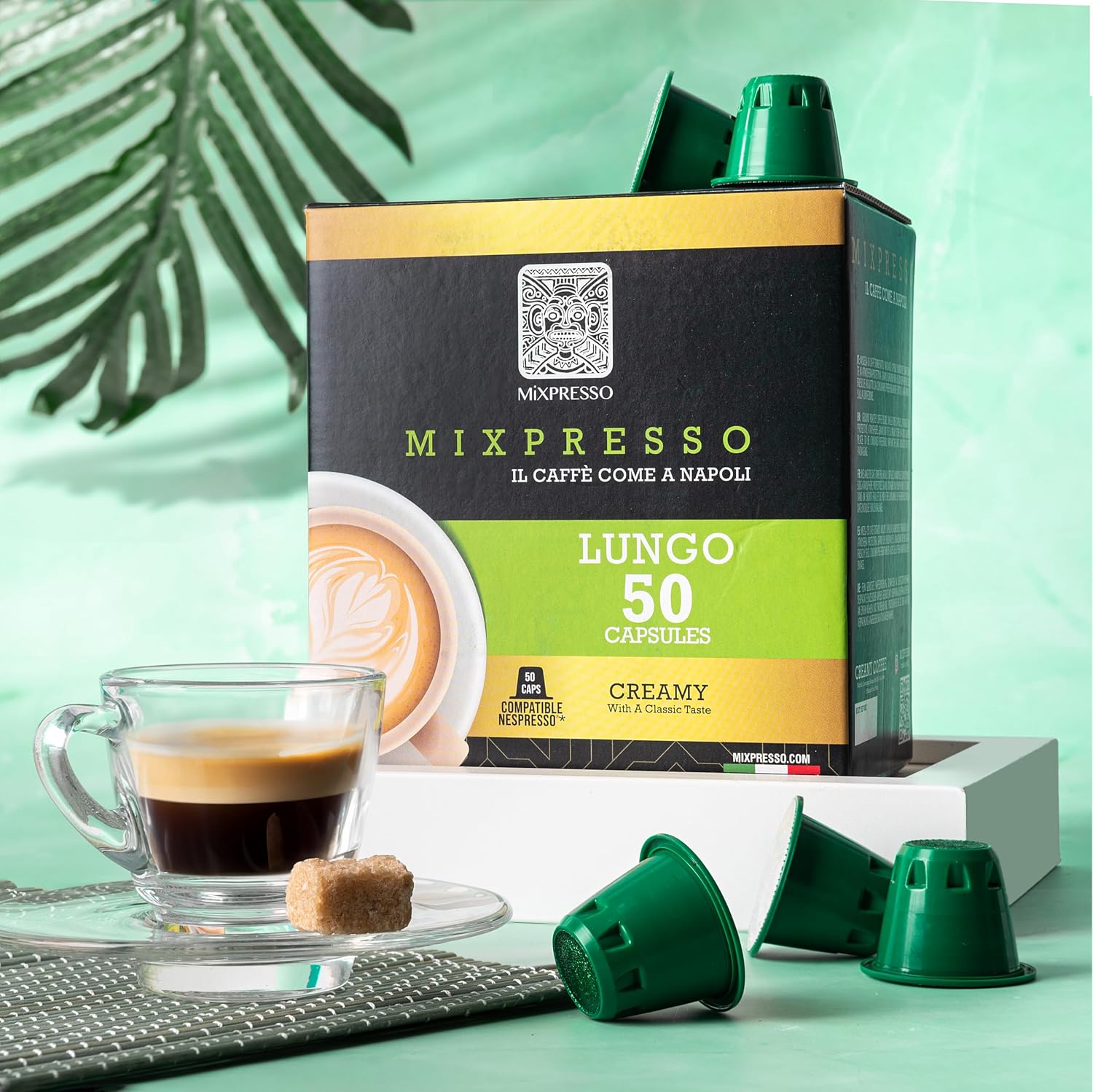 Mixpresso Classe Coffee Espresso Capsules Compatible With Nespresso Original Brewers, Single Cup Coffee Pods 100% from Italy, Medium Roast 80% Arabica Espresso, 50 Count Coffee Capsule Intensity 8/12 | 50 Count Single Cup Coffee Pods Compatible With Nesp…