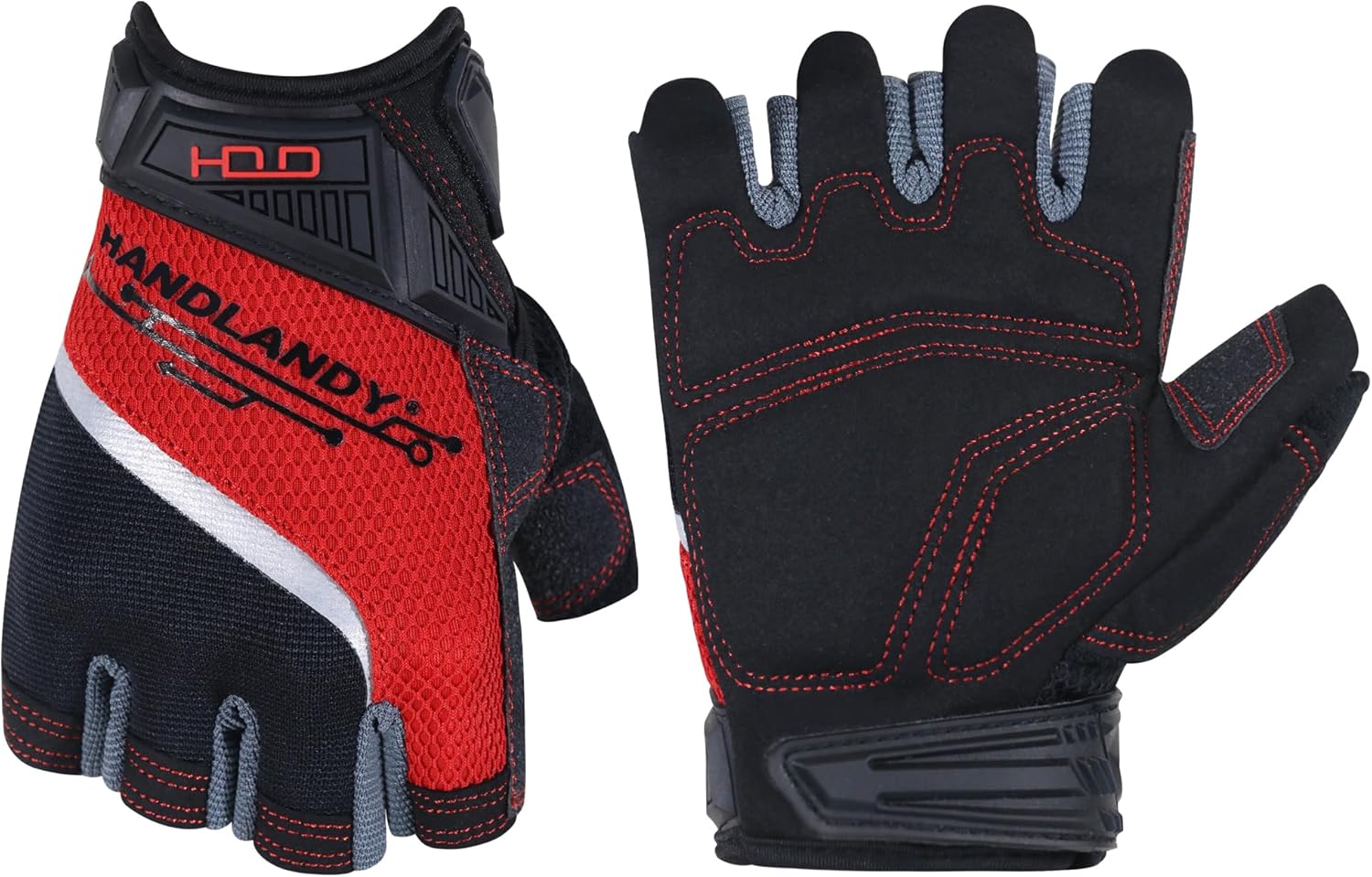 HANDLANDY Framer Work Gloves Open-Finger Carpenters Gloves, Fingerless Gaming Gloves for Tactical Shooting, Airsoft, Hunting, Police Work and Hiking L