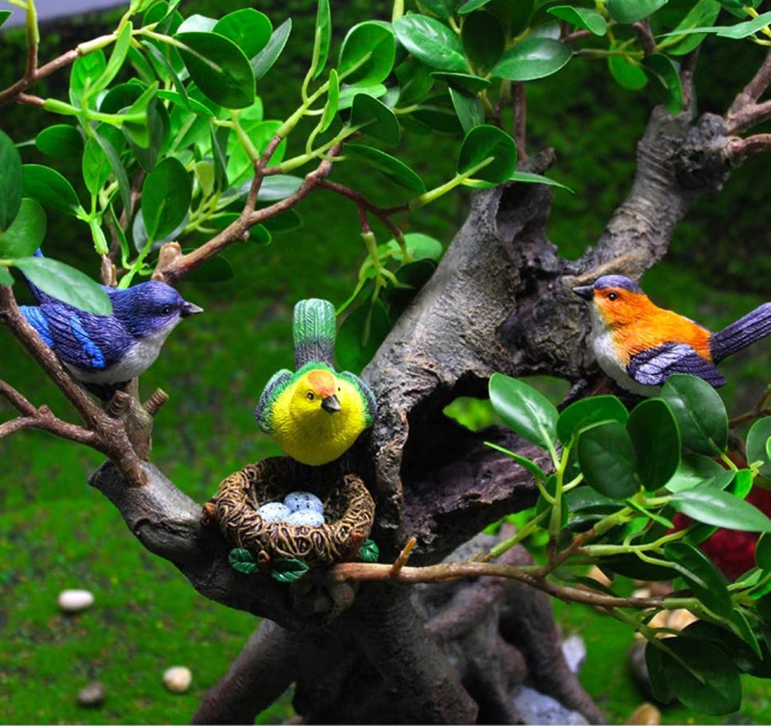 3 Pcs Miniature Bird Decorative Figurines Garden Statue Birds Figures Decor Mini Bird Figures Animal Cake Topper Flower Pots Plant Ornaments Fairy
