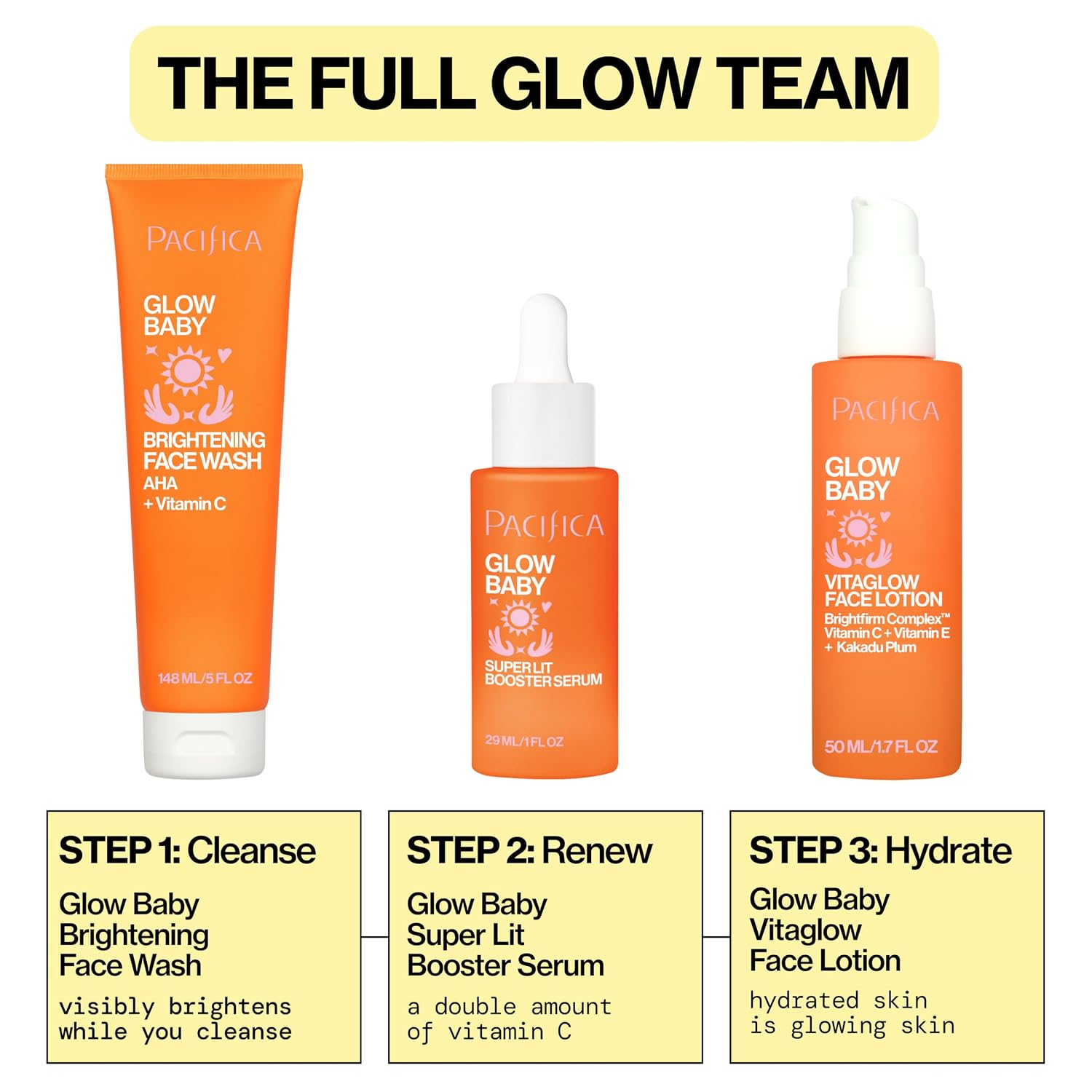 Pacifica Vitamin C Serum for Face – Glow Baby Brightening Facial Serum with Glycolic Acid – Vitamin C Booster Skin Care, Dark Spot Corrector, Vegan Skincare for Glowing Skin, Dermatologist Tested