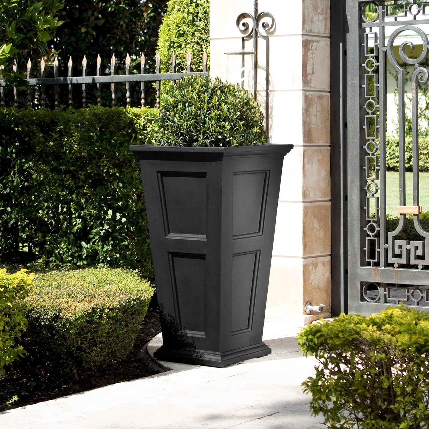 Mayne Fairfield 40in Tall Square Planter, Black | Indoor/Outdoor, All season, Fade resistant, 15-year warranty