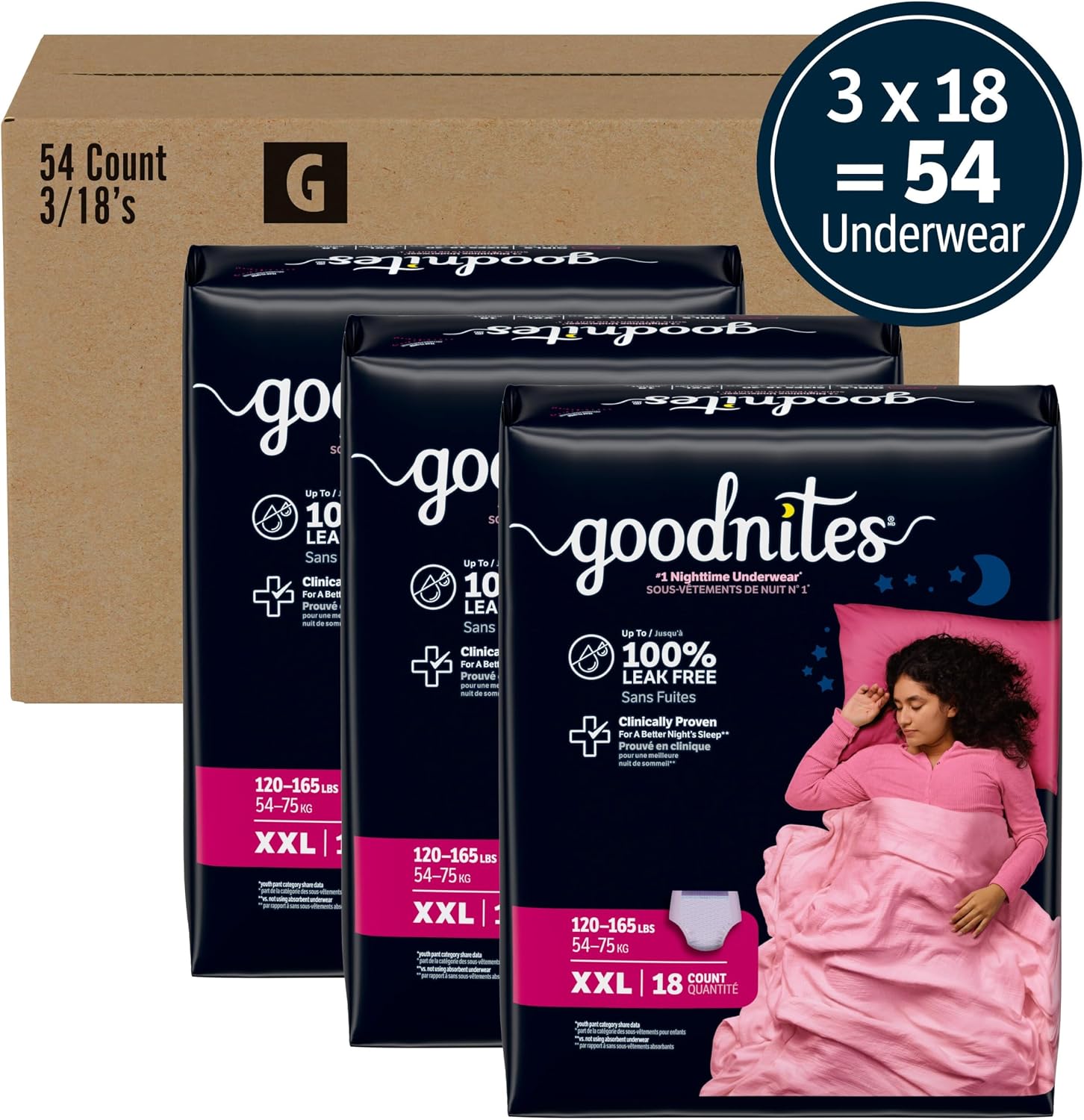 Goodnites Girls' Nighttime Bedwetting Underwear, Size S/M (43-68 lbs), 14 Ct, Packaging May Vary