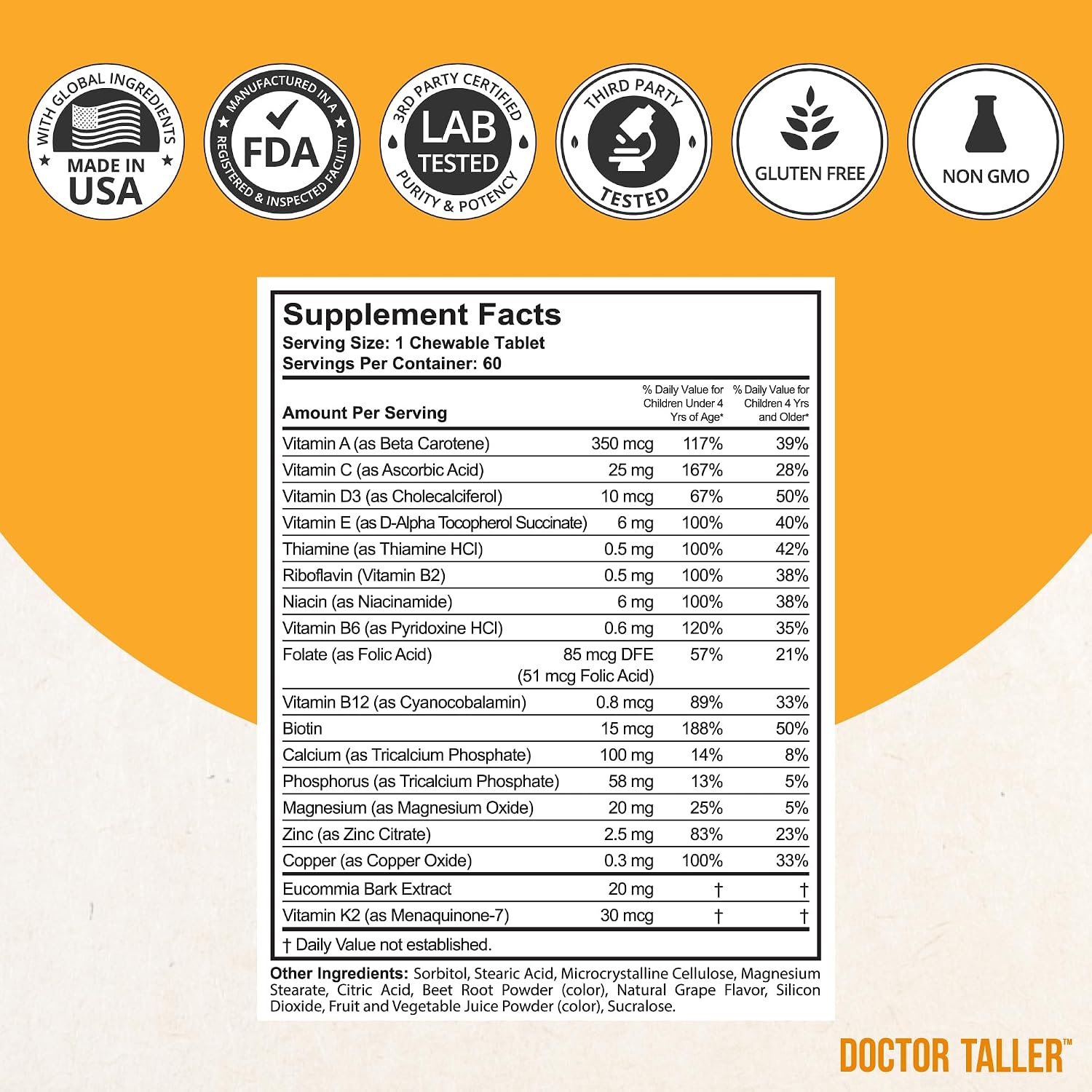 NuBest Doctor Taller - Bone Strength Supports, Enhance Immune System - Keto with Calcium, Vitamin D3, Vitamin K2