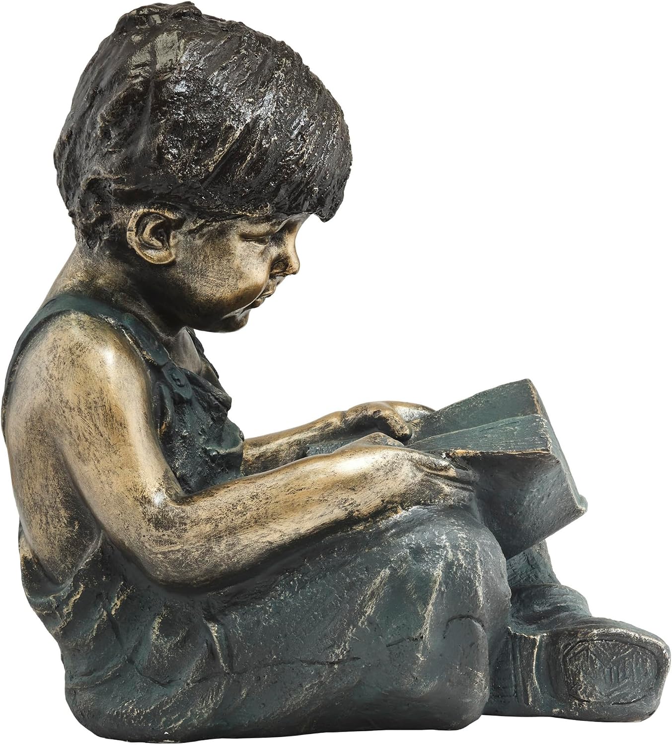 Alpine Corporation 26" Tall Indoor/Outdoor Girl Jumping Over Boy Statue Yard Art Decoration