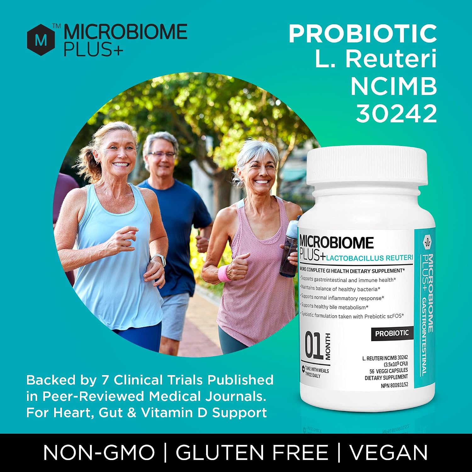 Microbiome Plus Gastrointestinal Probiotics L Reuteri NCIMB 30242 GI Digestive Supplements Capsule